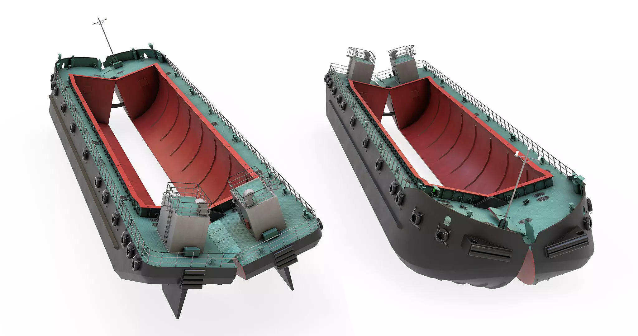 Split Hopper Barge 3D model_0