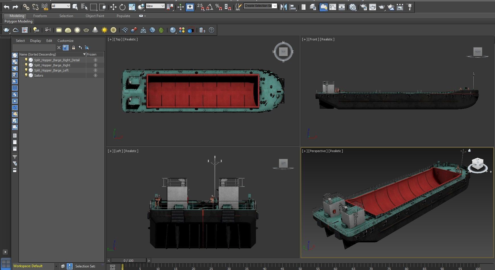 Split Hopper Barge 3D model_16