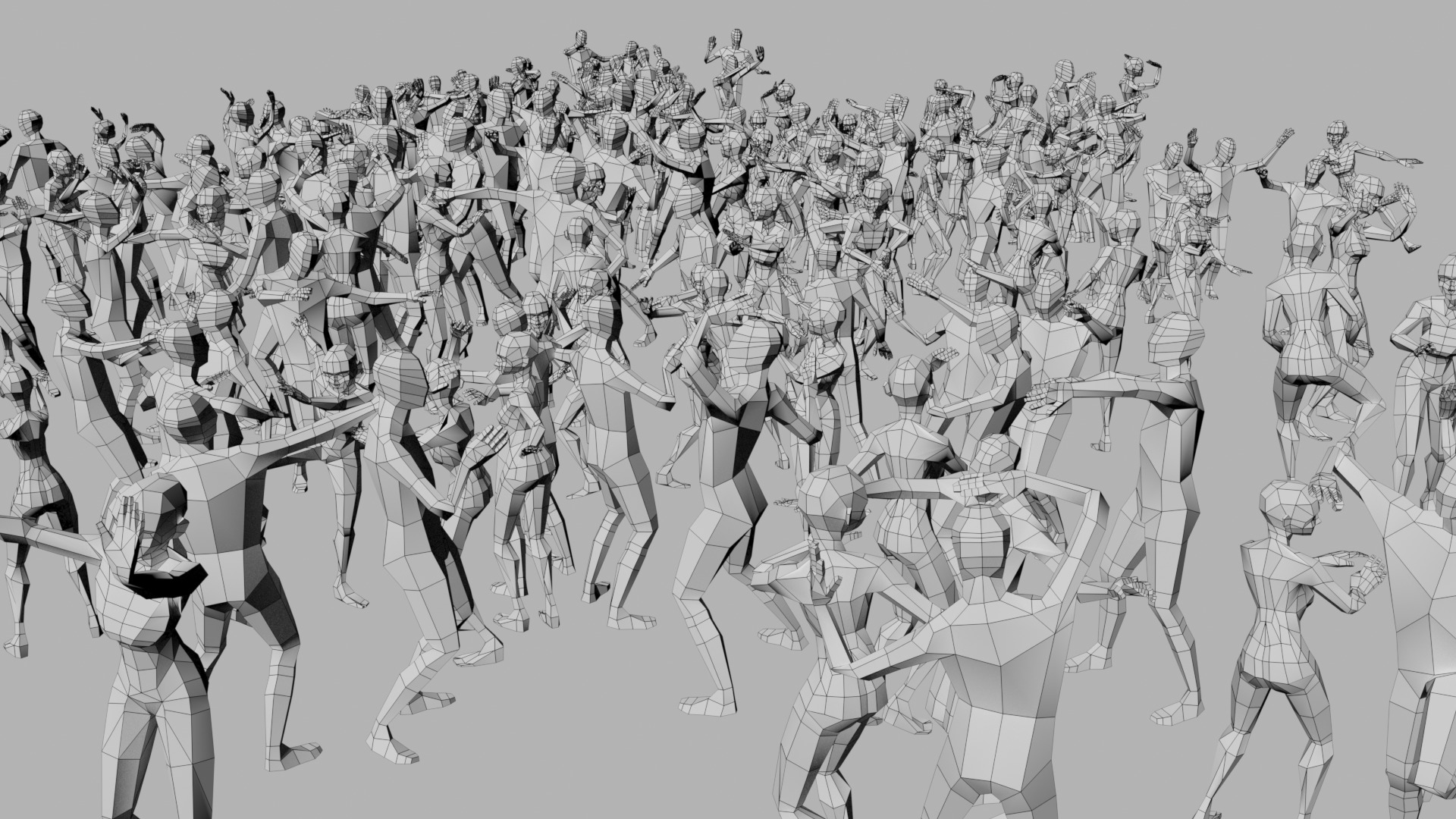 Animated Crowd Dancing Low Poly Low-poly 3D model_11