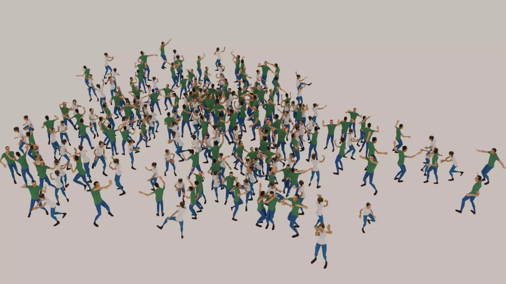 Animated Crowd Dancing Low Poly Low-poly 3D model_0