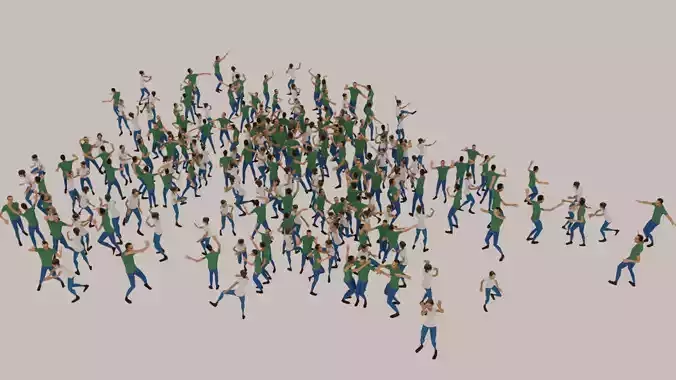 Animated Crowd Dancing Low Poly Low-poly 3D model