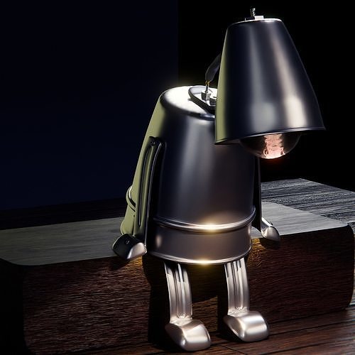 sad stylized desk lamp 3D model