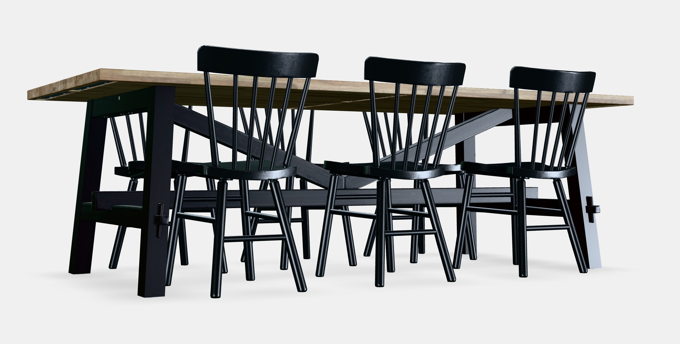 SKOGSTA - NORRARYD Table and 6 chairs Low-poly 3D model_2