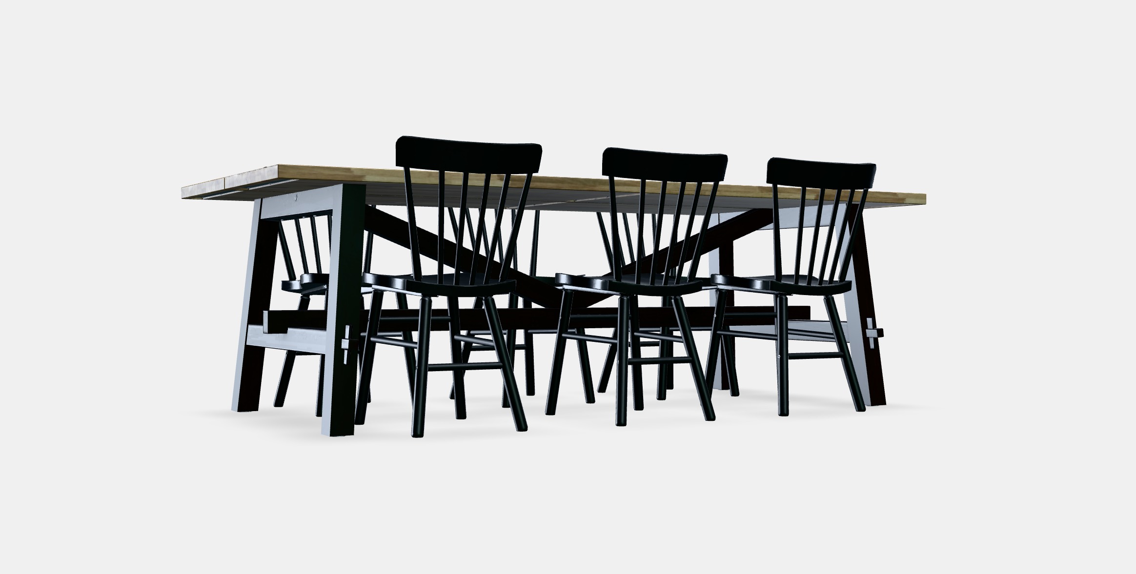 SKOGSTA - NORRARYD Table and 6 chairs Low-poly 3D model_8