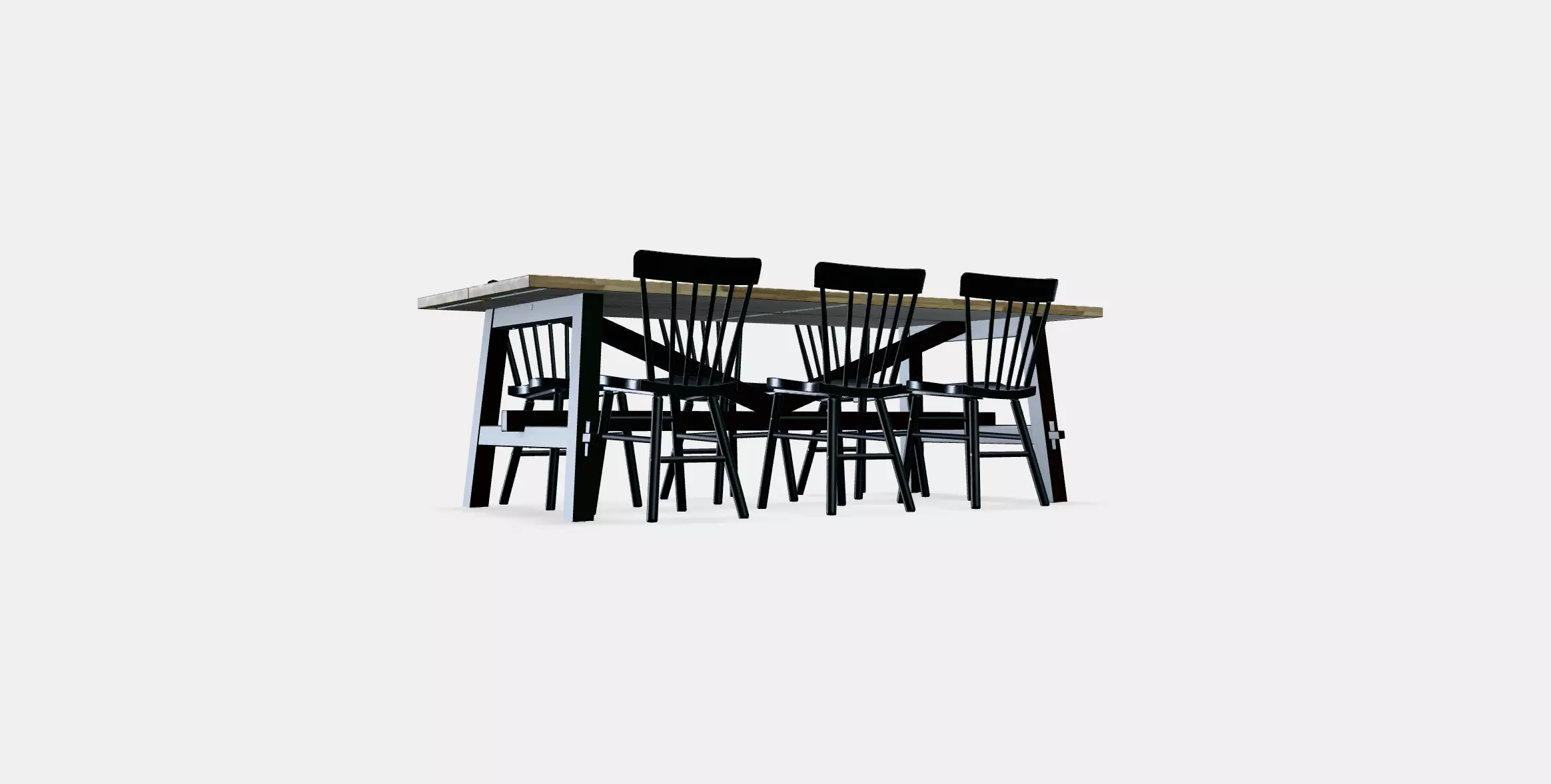 SKOGSTA - NORRARYD Table and 6 chairs Low-poly 3D model_0