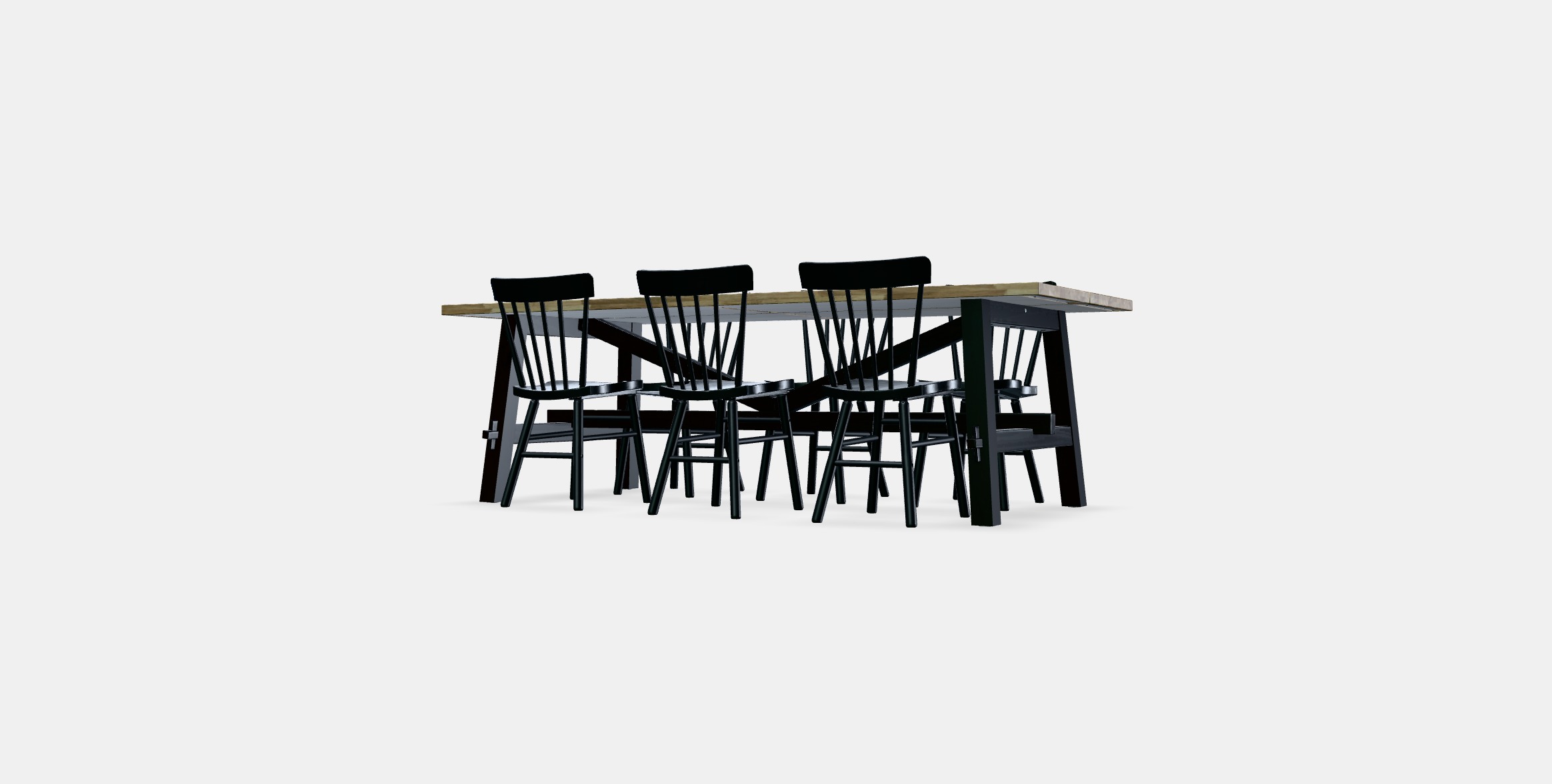 SKOGSTA - NORRARYD Table and 6 chairs Low-poly 3D model_12
