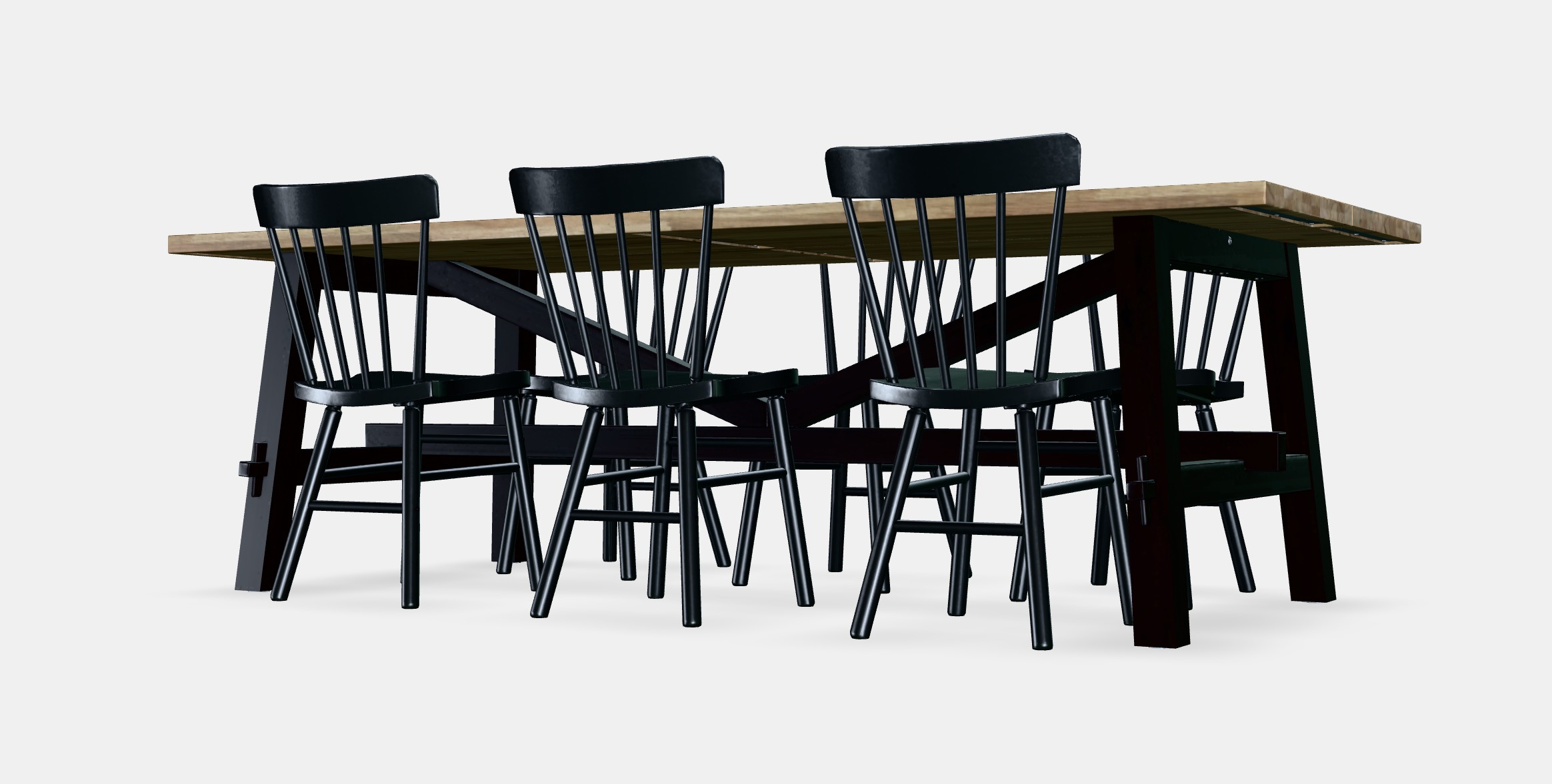 SKOGSTA - NORRARYD Table and 6 chairs Low-poly 3D model_5