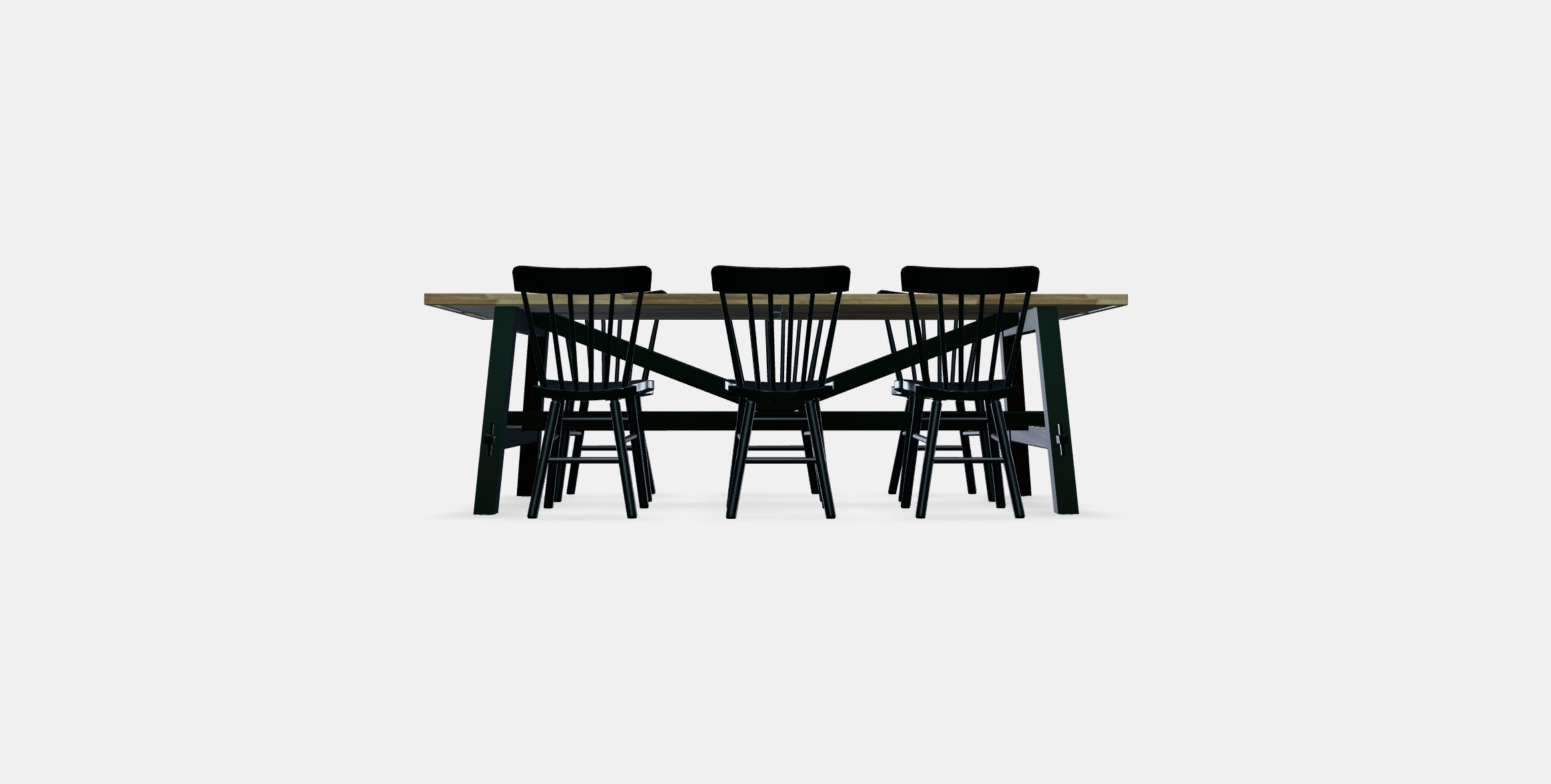SKOGSTA - NORRARYD Table and 6 chairs Low-poly 3D model_9