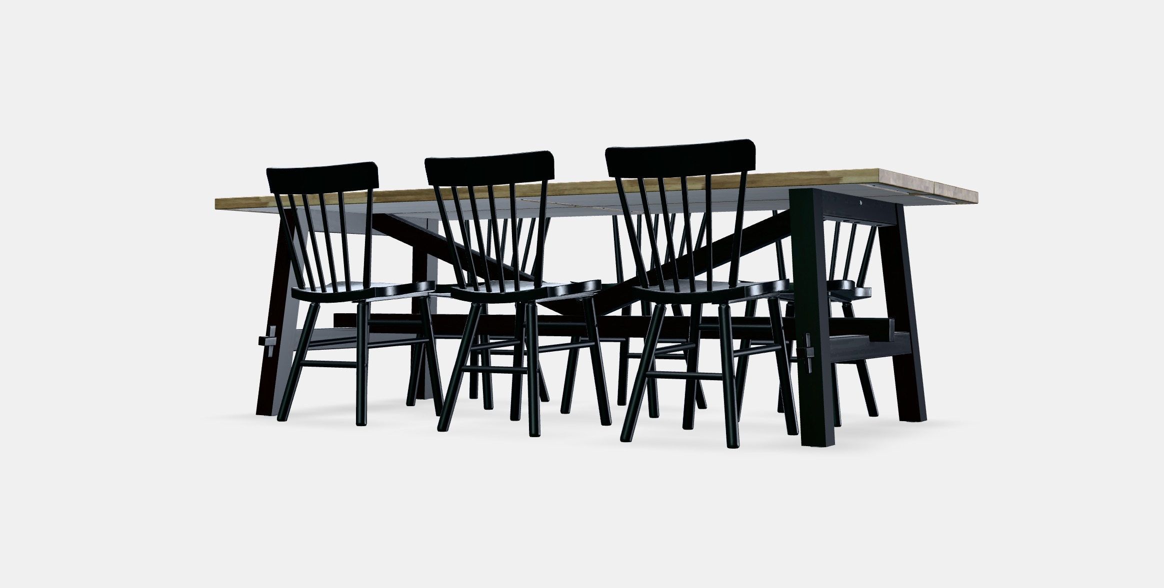 SKOGSTA - NORRARYD Table and 6 chairs Low-poly 3D model_13
