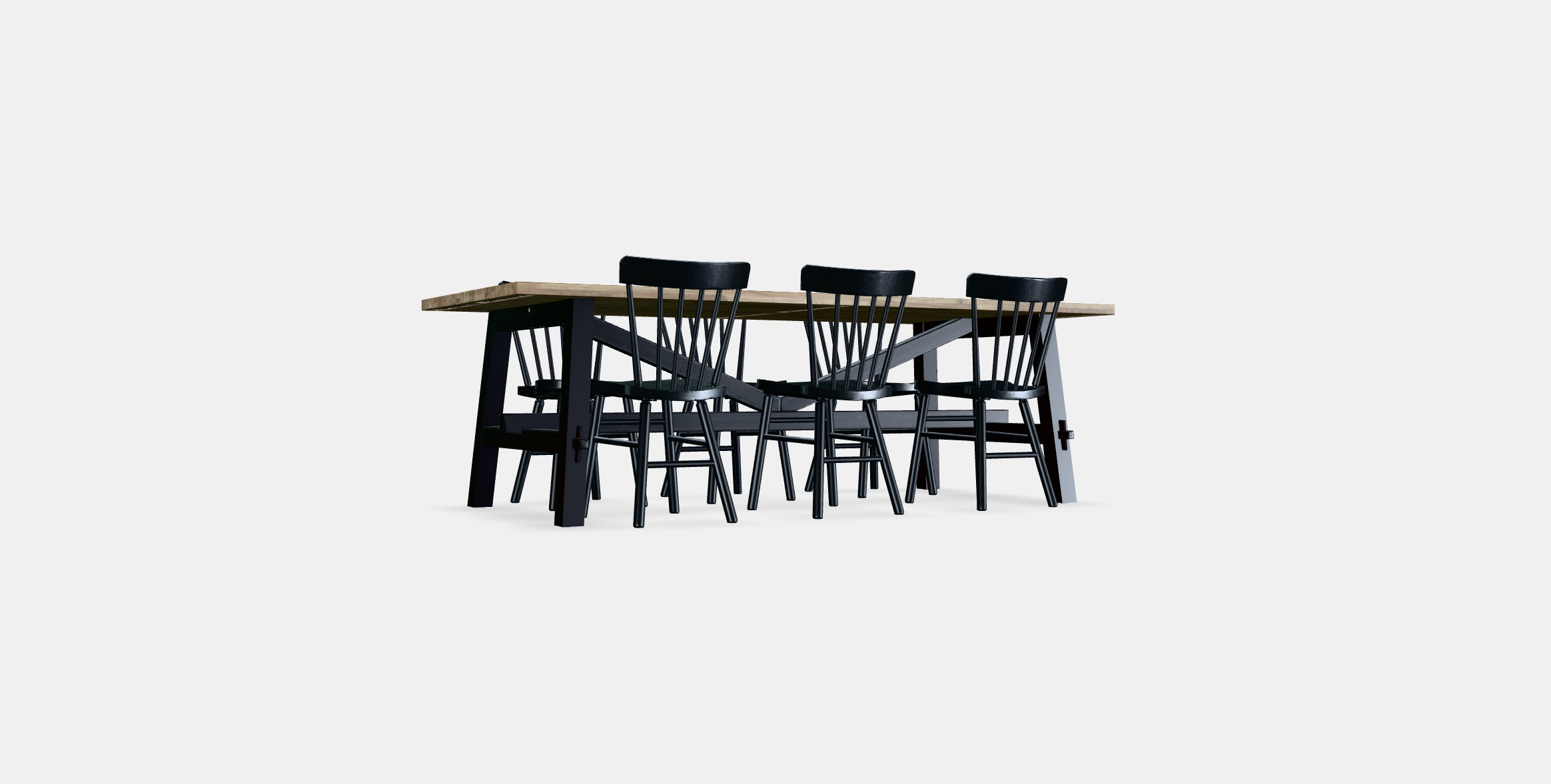SKOGSTA - NORRARYD Table and 6 chairs Low-poly 3D model_16