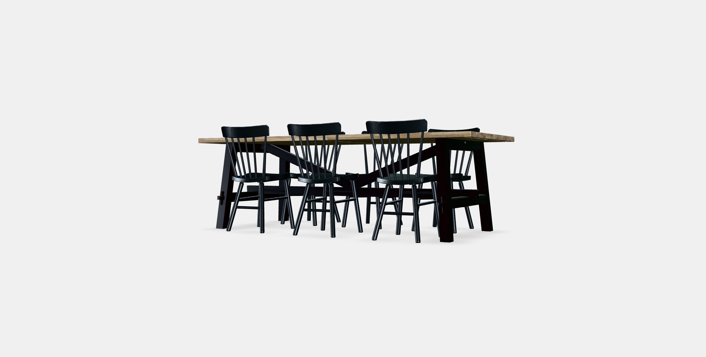 SKOGSTA - NORRARYD Table and 6 chairs Low-poly 3D model_4