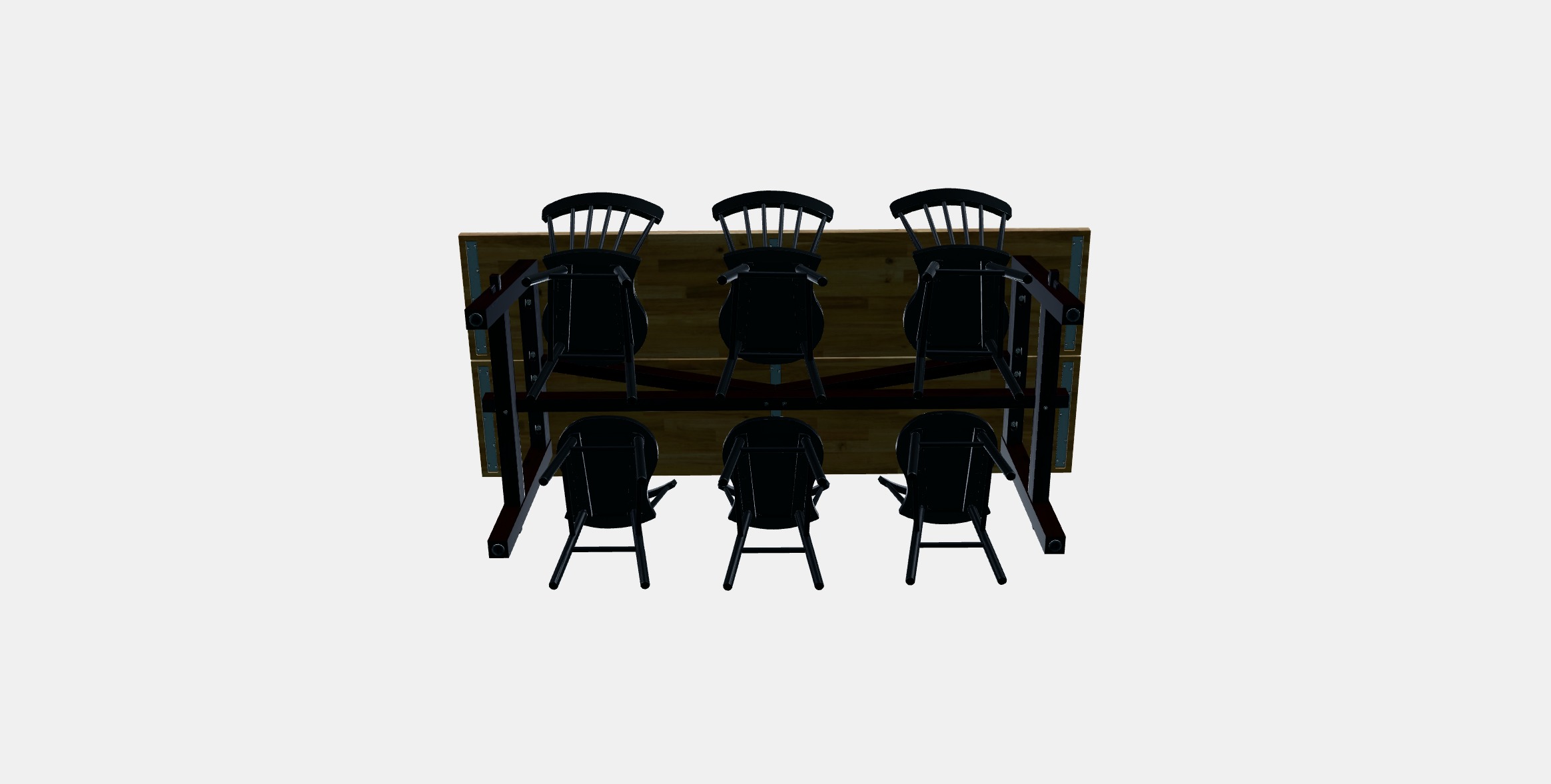 SKOGSTA - NORRARYD Table and 6 chairs Low-poly 3D model_6