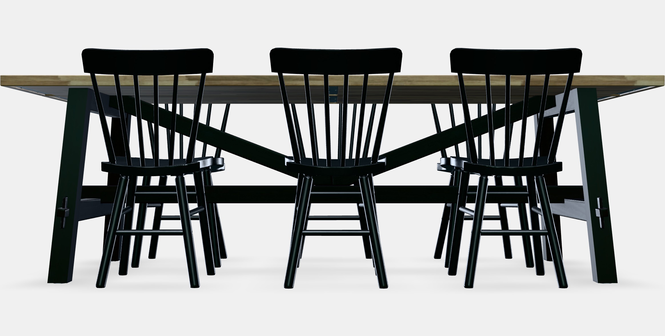 SKOGSTA - NORRARYD Table and 6 chairs Low-poly 3D model_11
