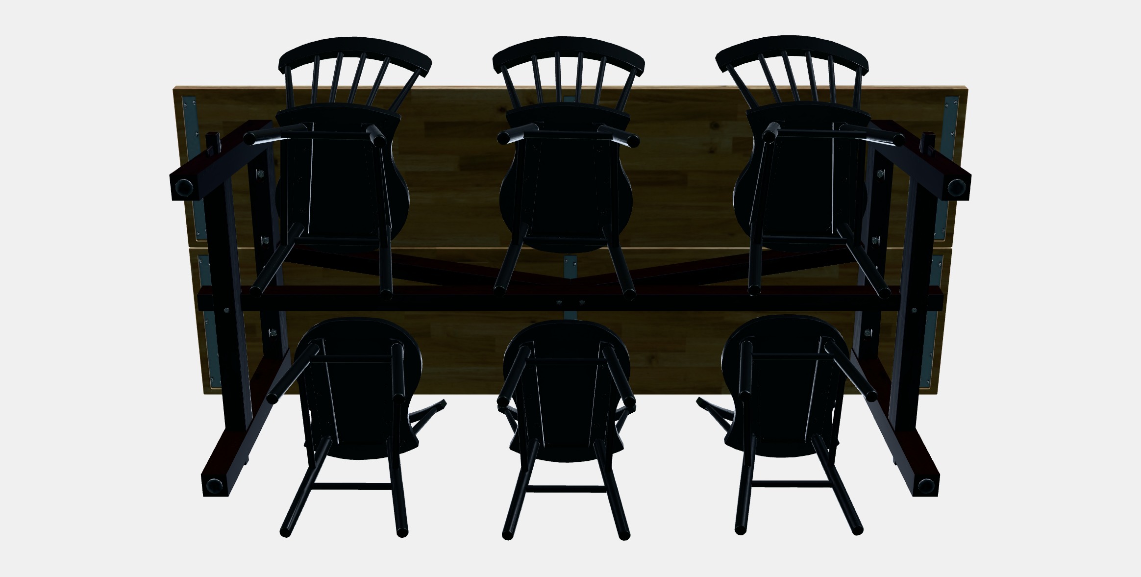 SKOGSTA - NORRARYD Table and 6 chairs Low-poly 3D model_7