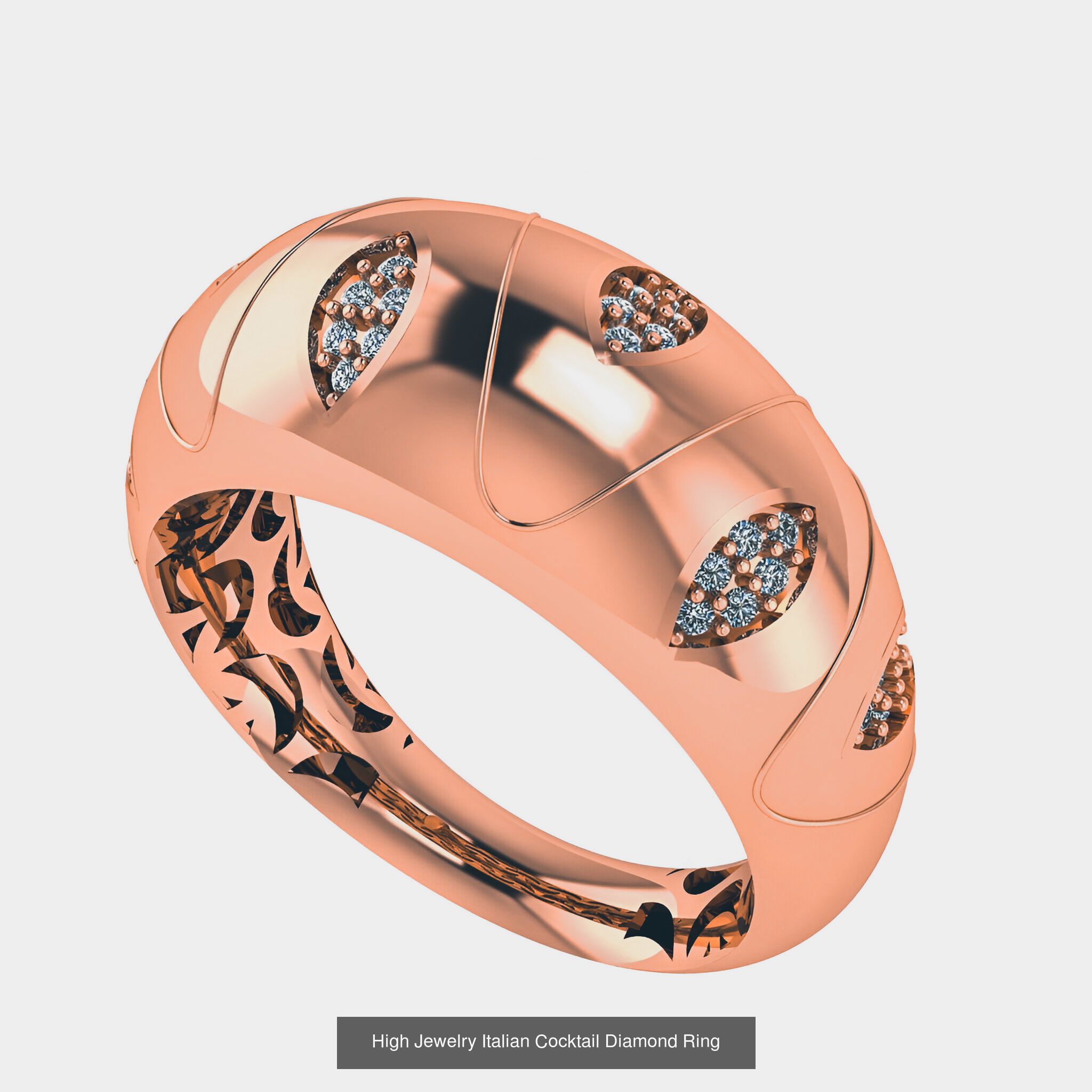 93 High Jewelry Italian Cocktail Diamond Ring  3D Model Collection_92