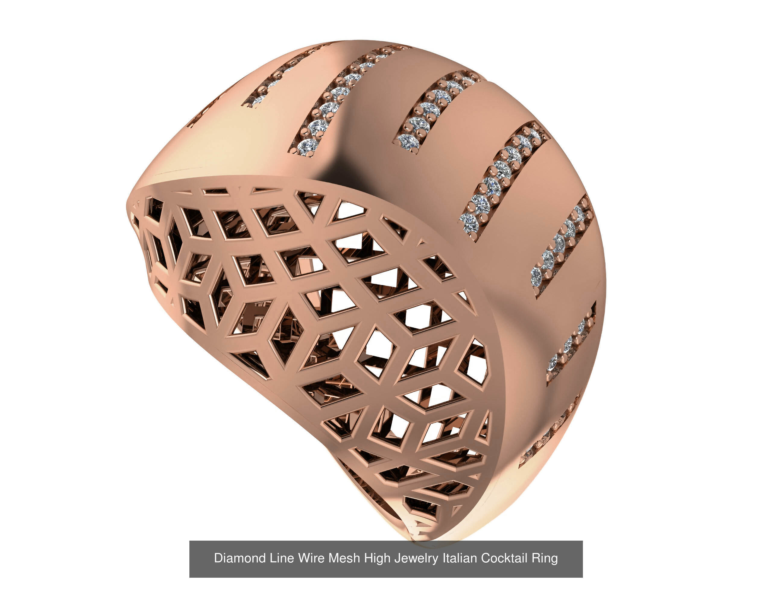 93 High Jewelry Italian Cocktail Diamond Ring  3D Model Collection_35