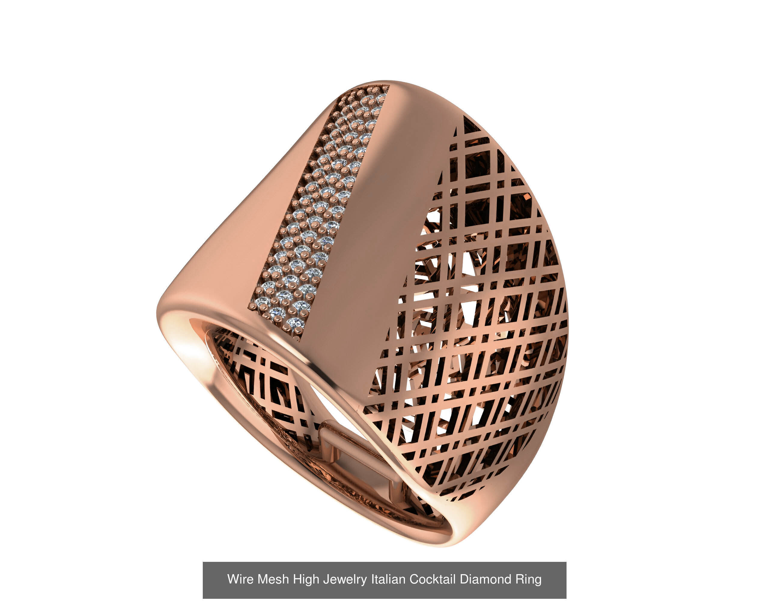 93 High Jewelry Italian Cocktail Diamond Ring  3D Model Collection_38