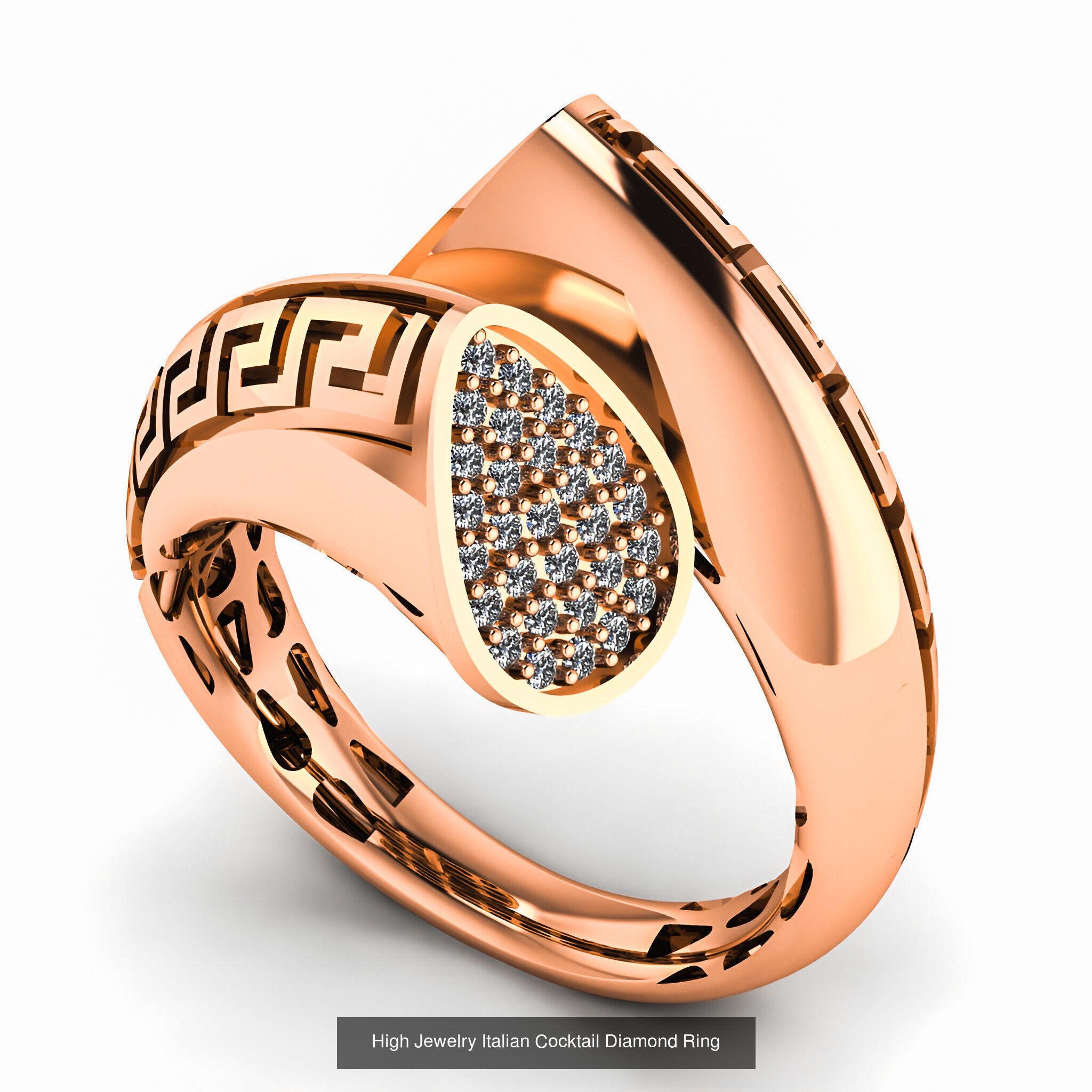 93 High Jewelry Italian Cocktail Diamond Ring  3D Model Collection_94