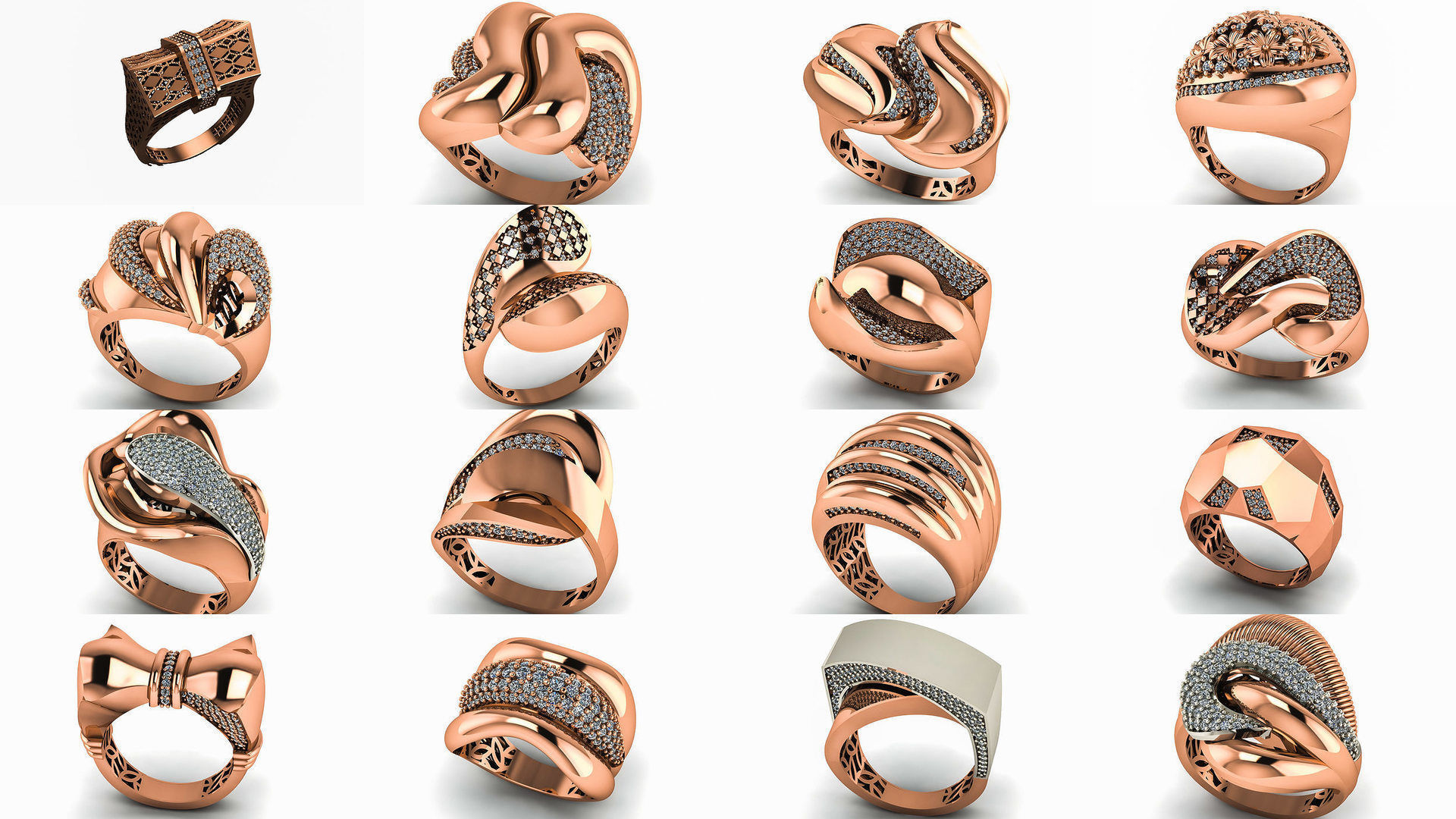 93 High Jewelry Italian Cocktail Diamond Ring  3D Model Collection_4