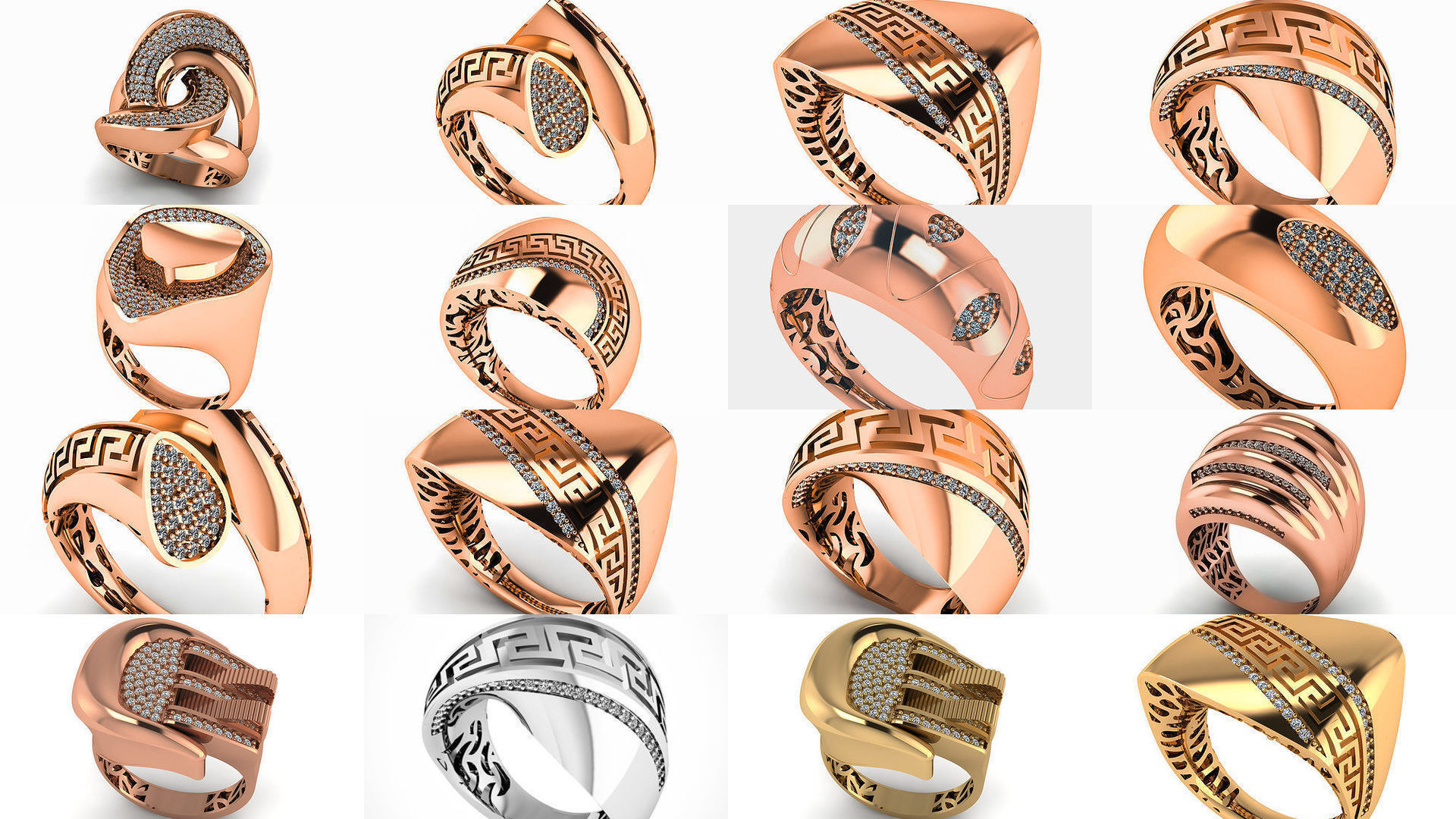 93 High Jewelry Italian Cocktail Diamond Ring  3D Model Collection_5