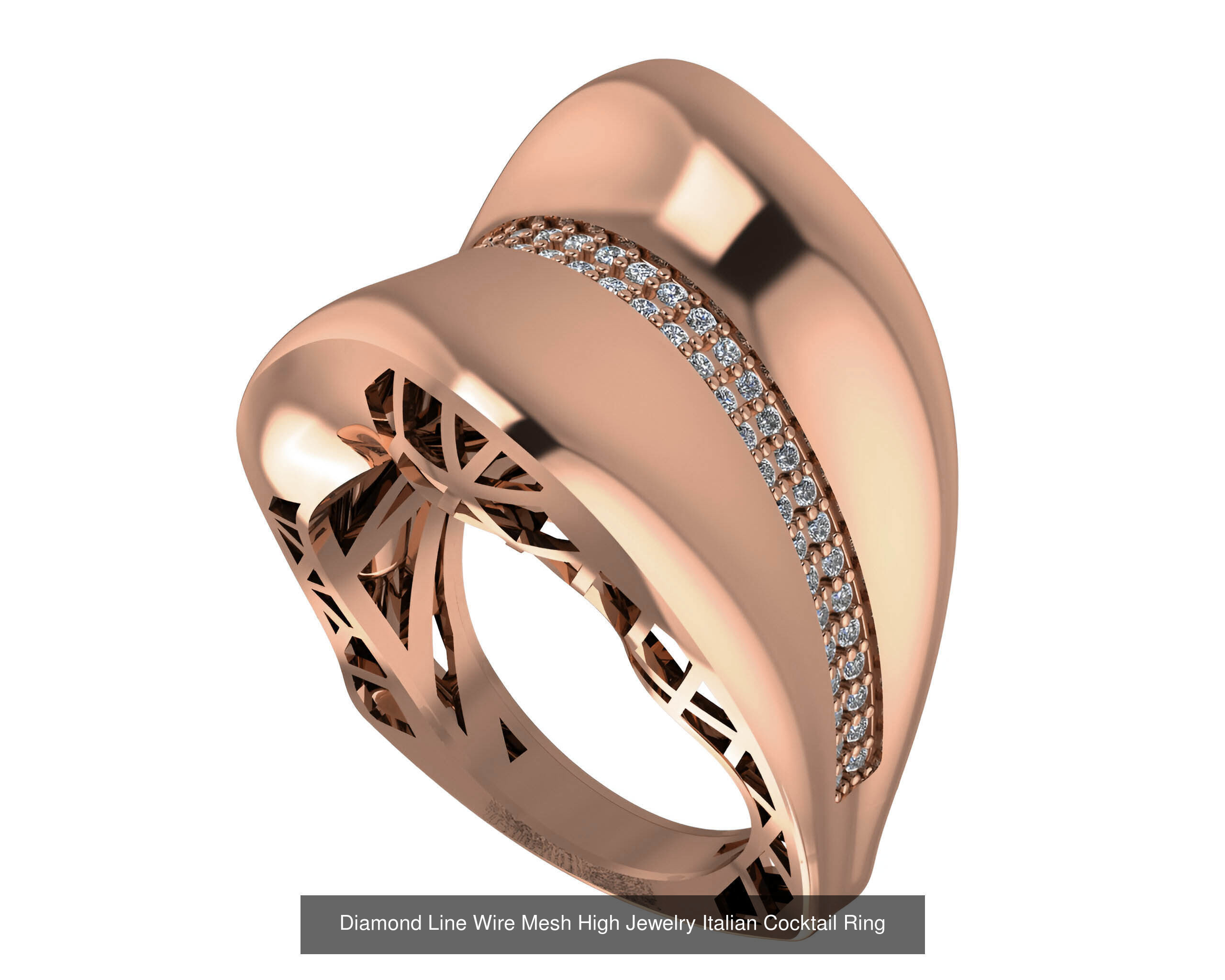 93 High Jewelry Italian Cocktail Diamond Ring  3D Model Collection_31