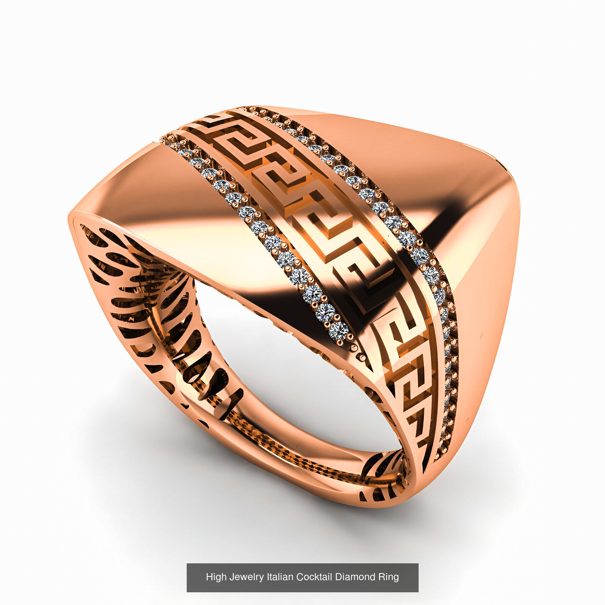 93 High Jewelry Italian Cocktail Diamond Ring  3D Model Collection_95