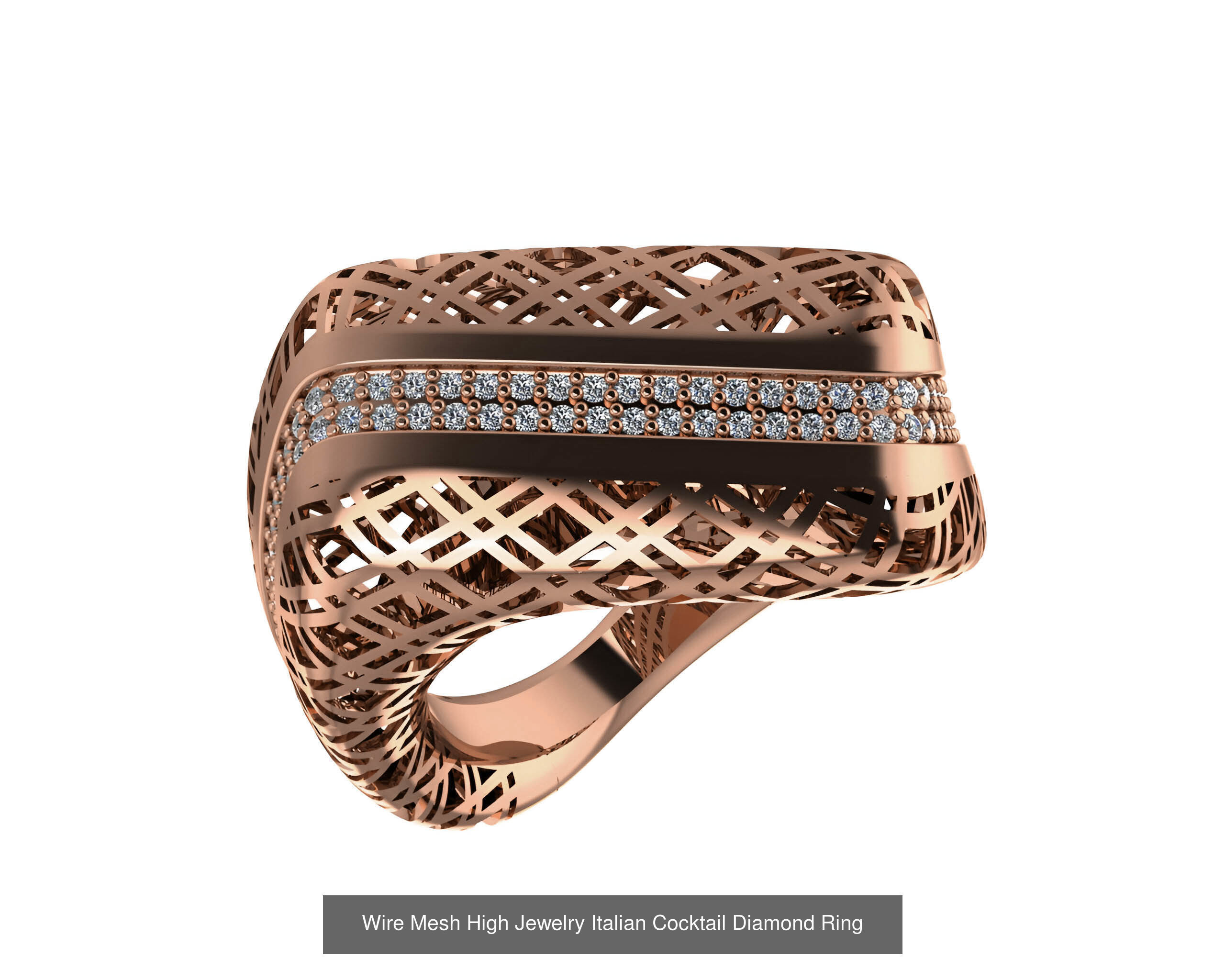 93 High Jewelry Italian Cocktail Diamond Ring  3D Model Collection_30
