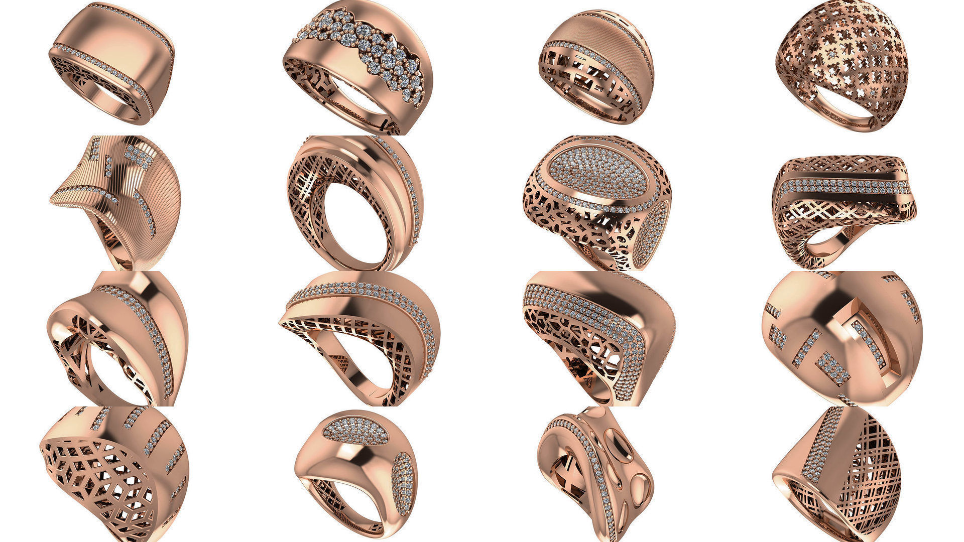 93 High Jewelry Italian Cocktail Diamond Ring  3D Model Collection_1