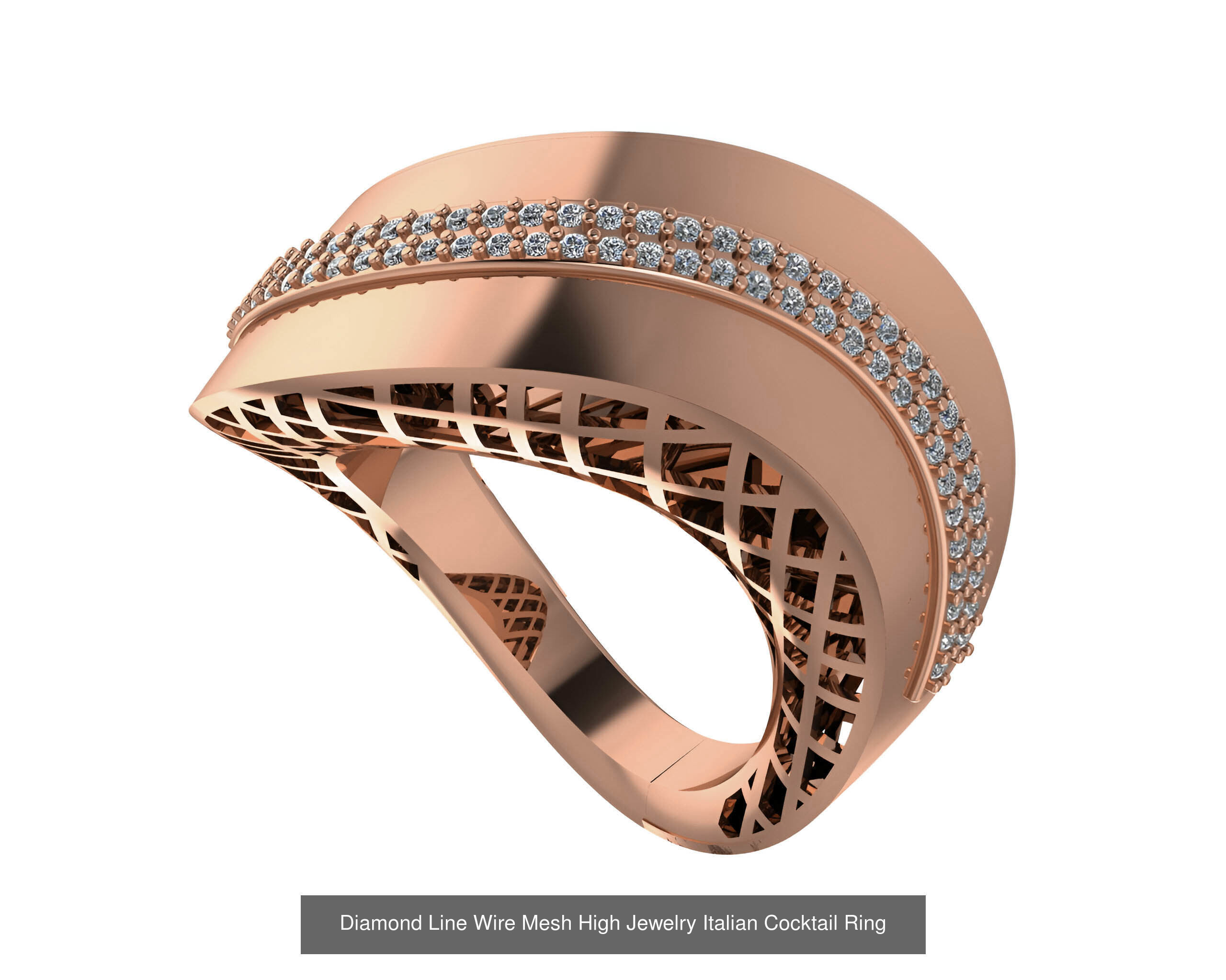 93 High Jewelry Italian Cocktail Diamond Ring  3D Model Collection_32