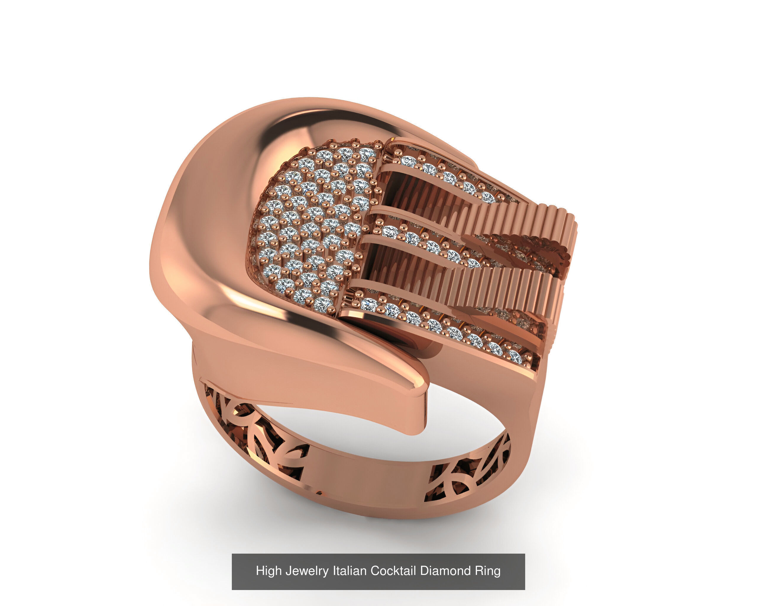 93 High Jewelry Italian Cocktail Diamond Ring  3D Model Collection_98