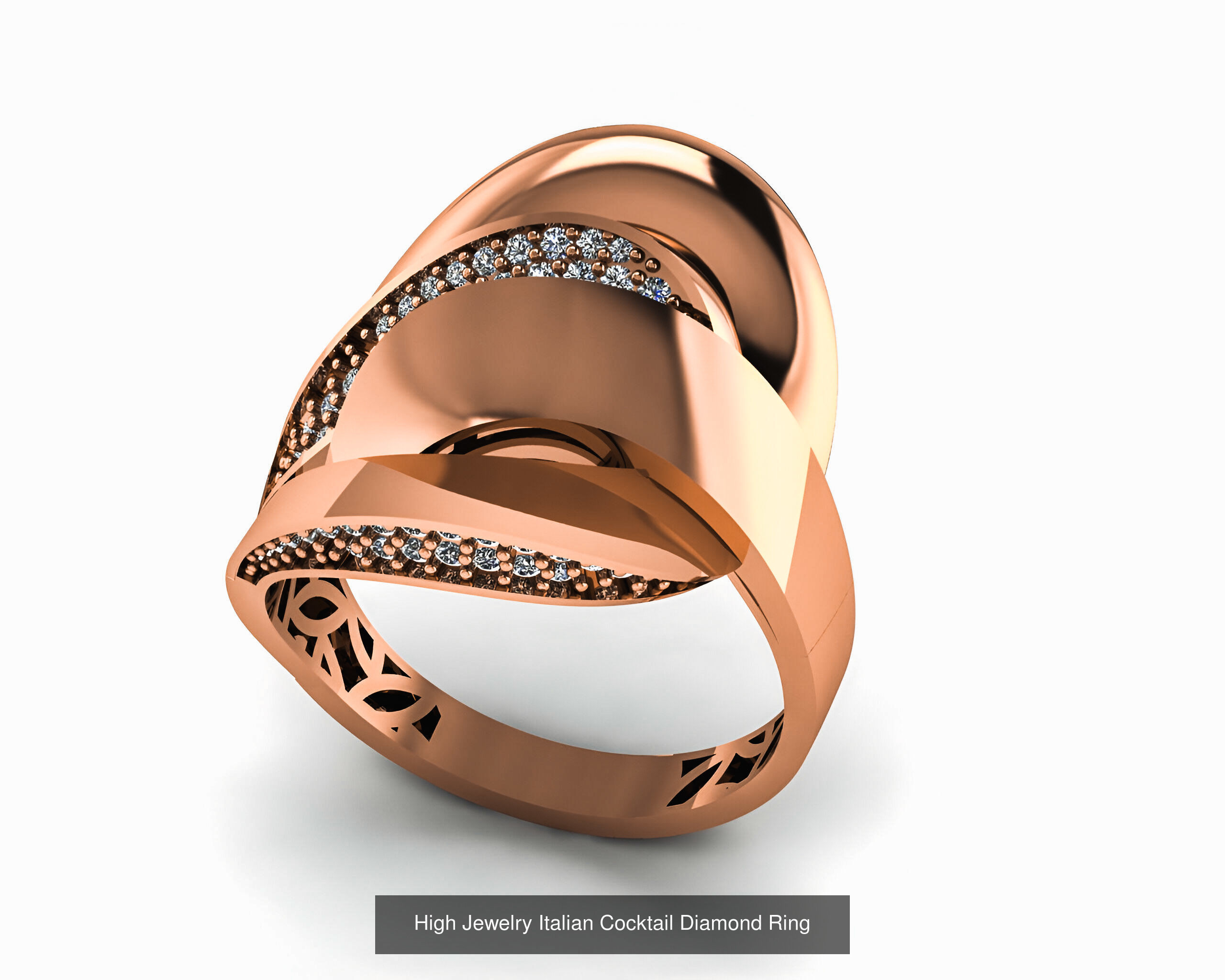93 High Jewelry Italian Cocktail Diamond Ring  3D Model Collection_79
