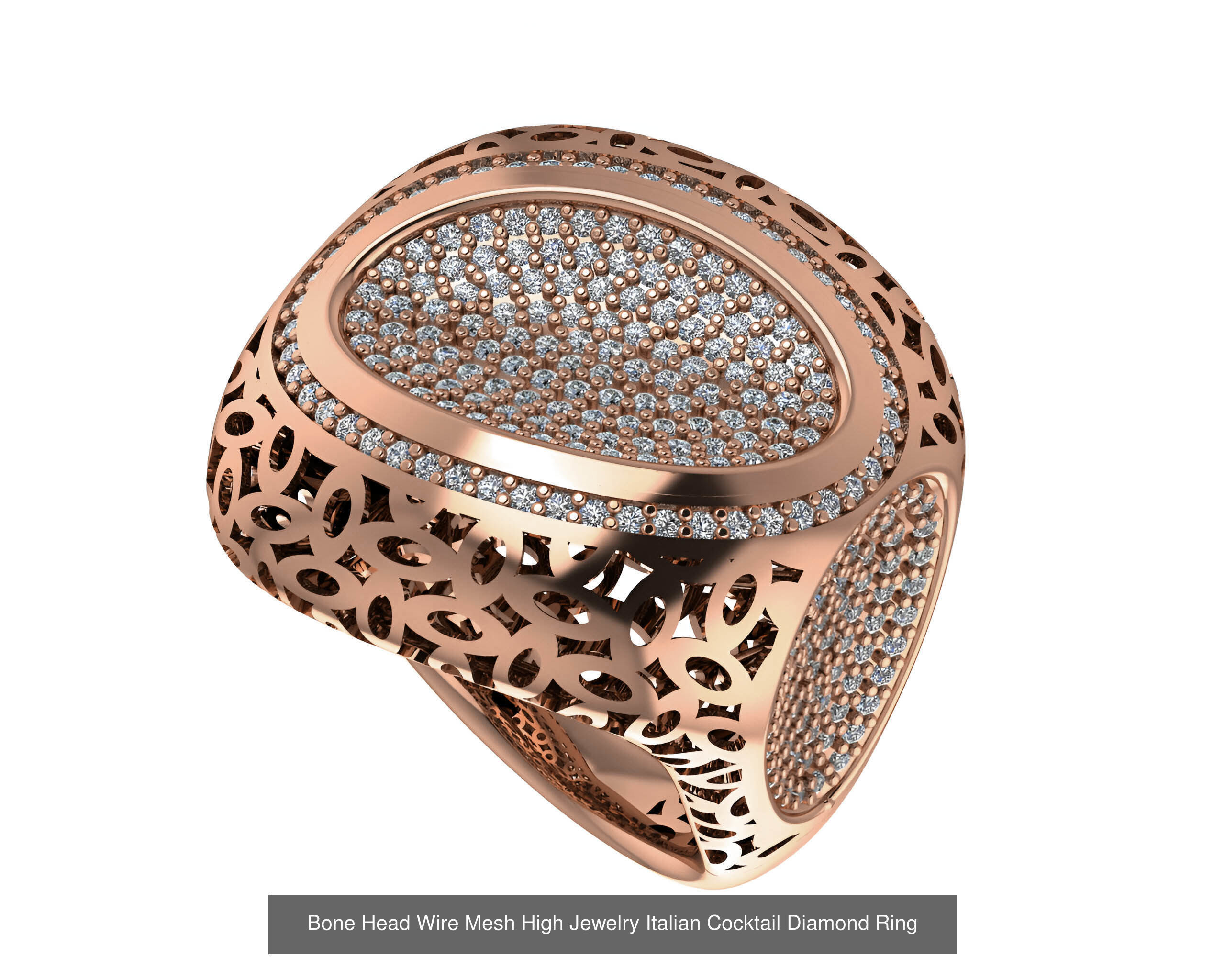 93 High Jewelry Italian Cocktail Diamond Ring  3D Model Collection_29
