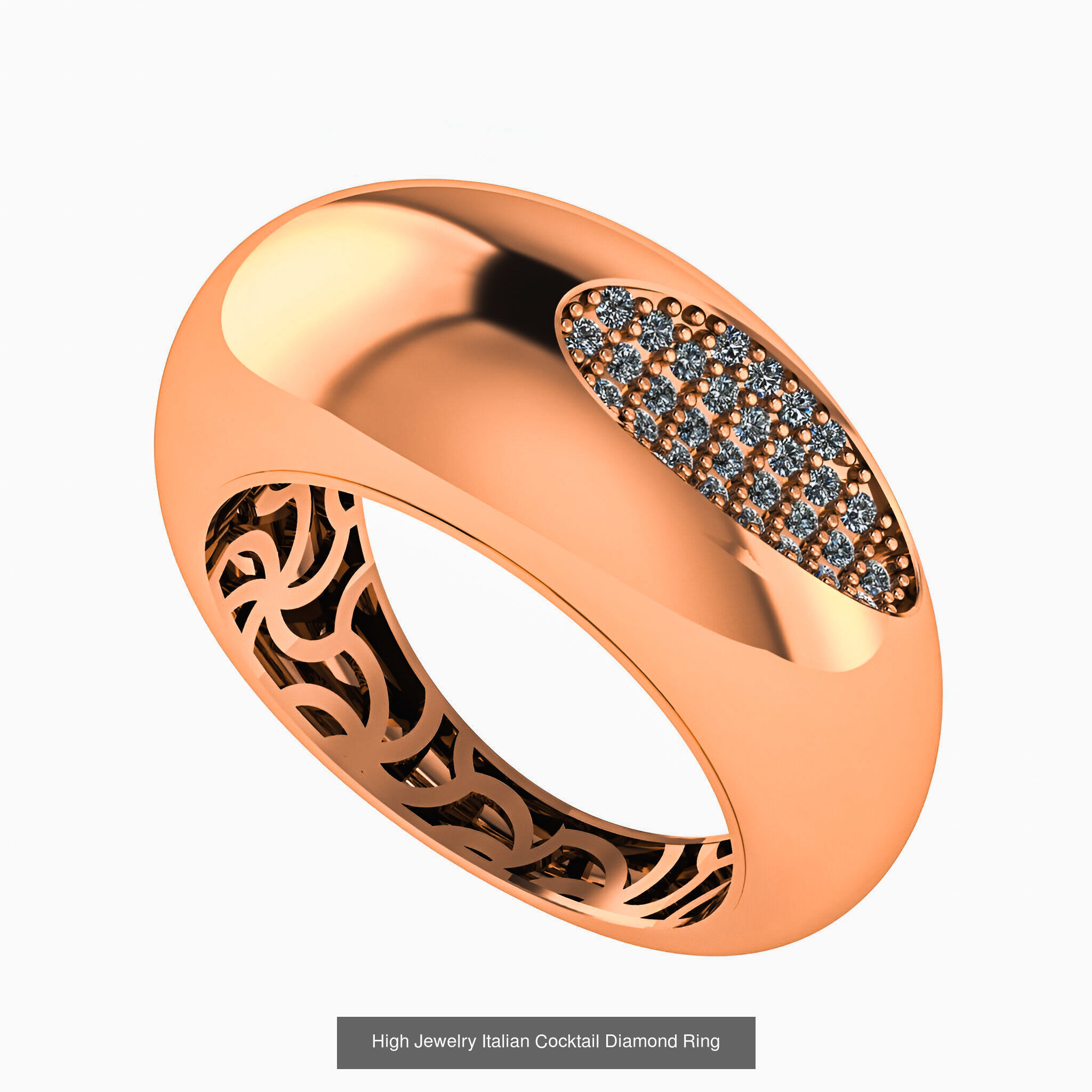 93 High Jewelry Italian Cocktail Diamond Ring  3D Model Collection_93