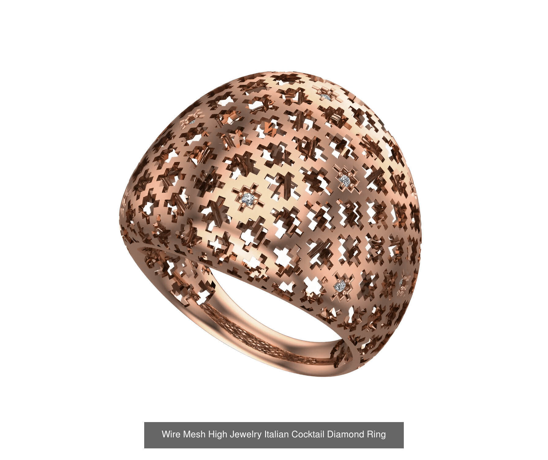 93 High Jewelry Italian Cocktail Diamond Ring  3D Model Collection_26