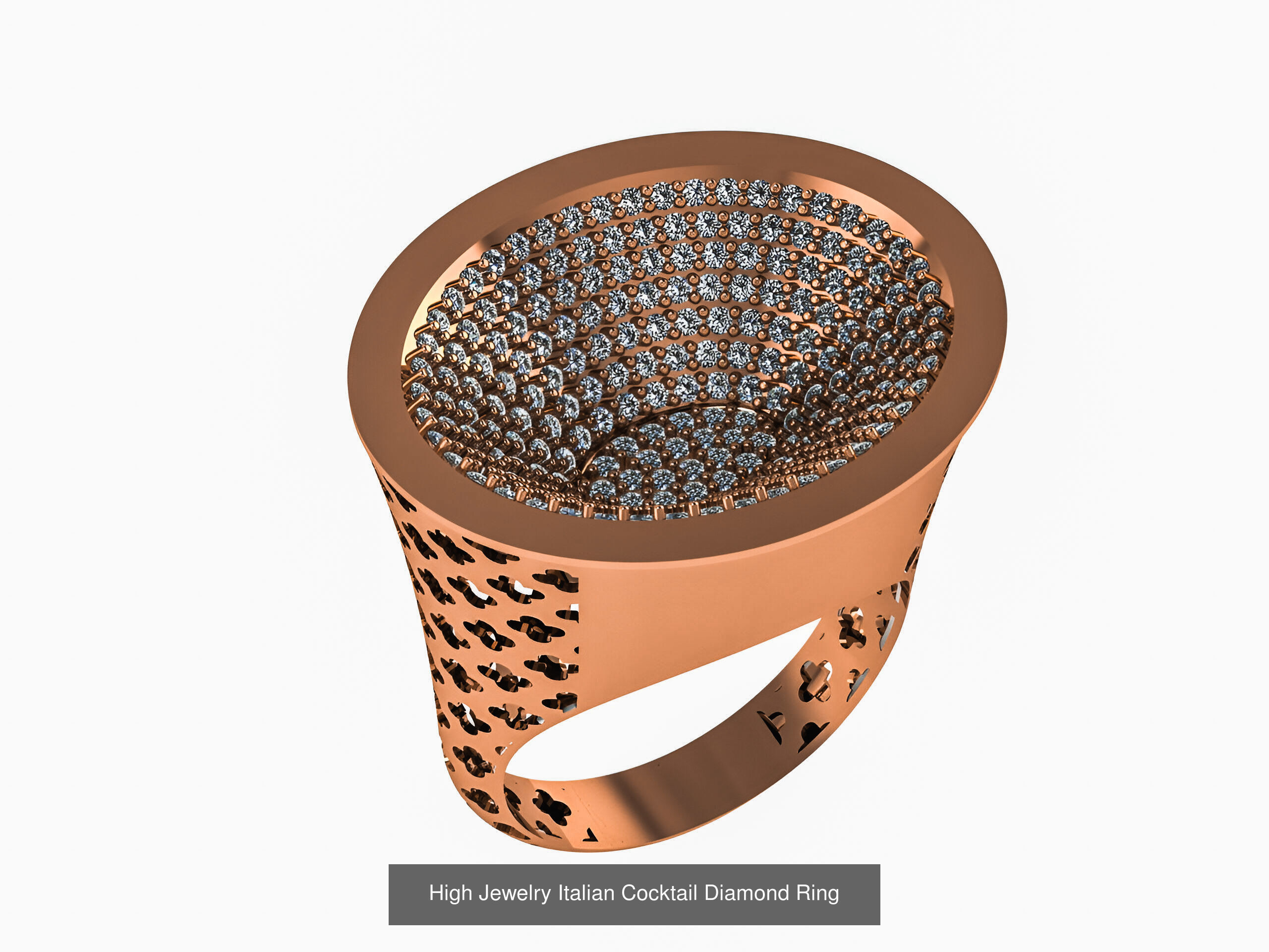 93 High Jewelry Italian Cocktail Diamond Ring  3D Model Collection_64