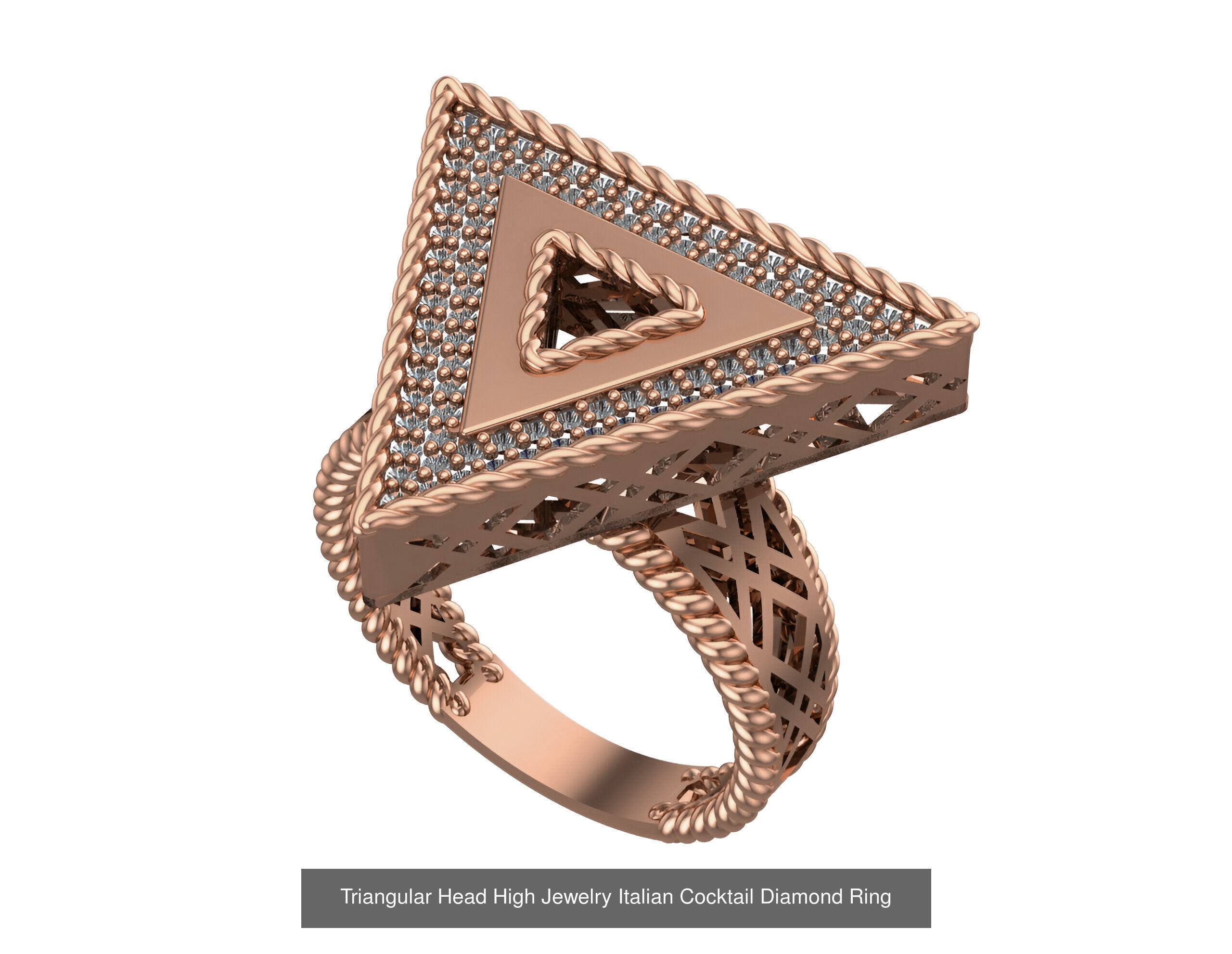 93 High Jewelry Italian Cocktail Diamond Ring  3D Model Collection_7