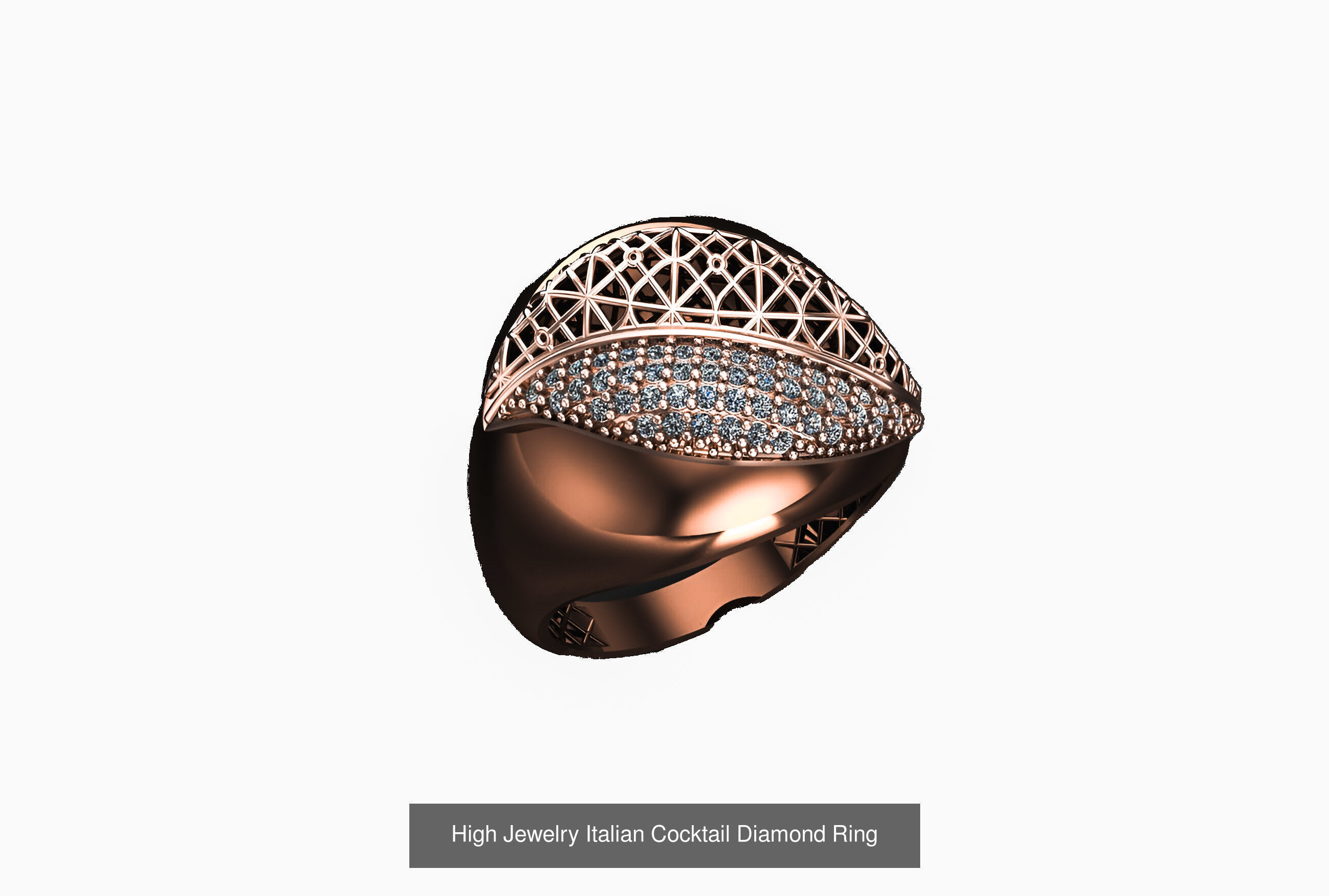 93 High Jewelry Italian Cocktail Diamond Ring  3D Model Collection_69