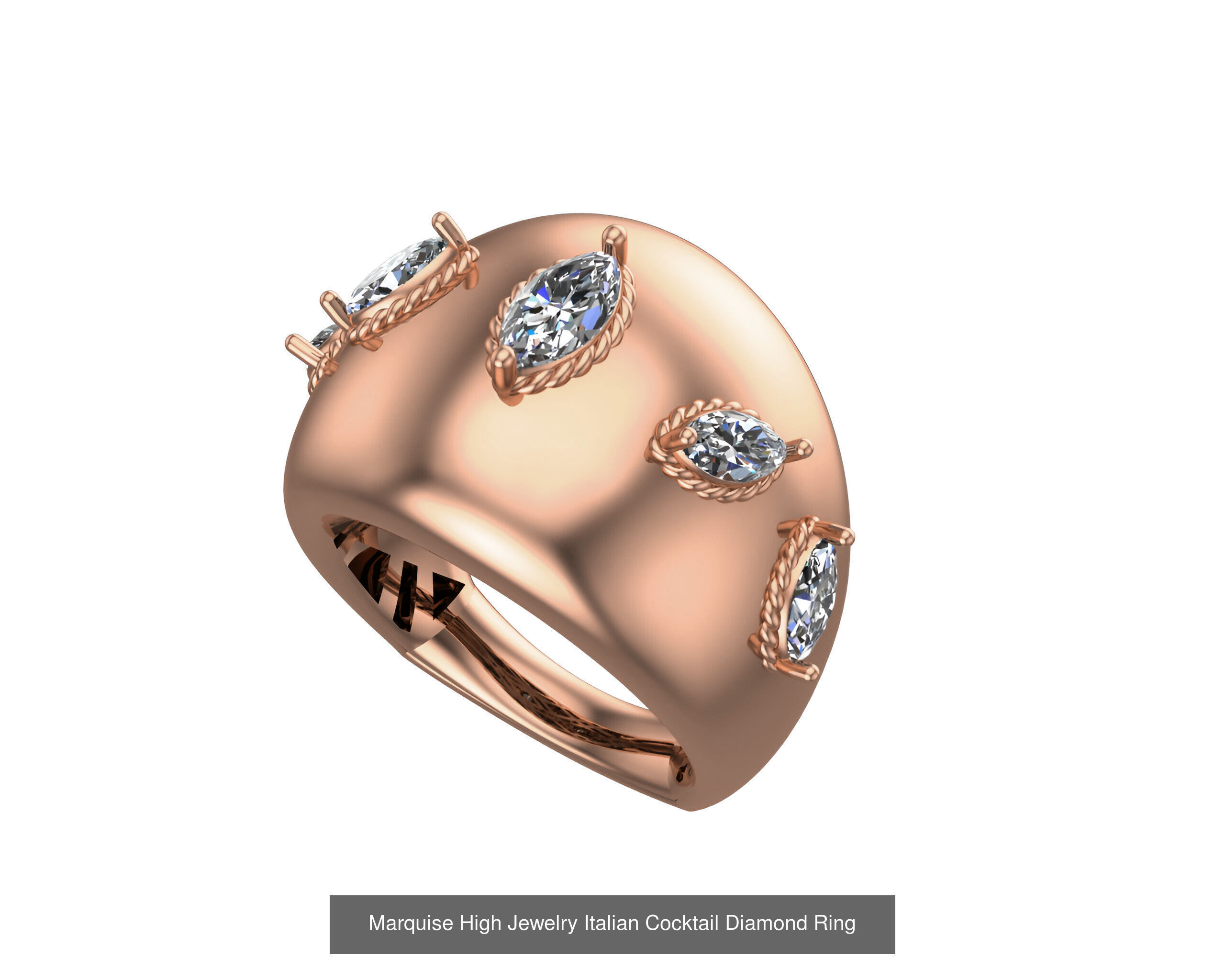 93 High Jewelry Italian Cocktail Diamond Ring  3D Model Collection_19