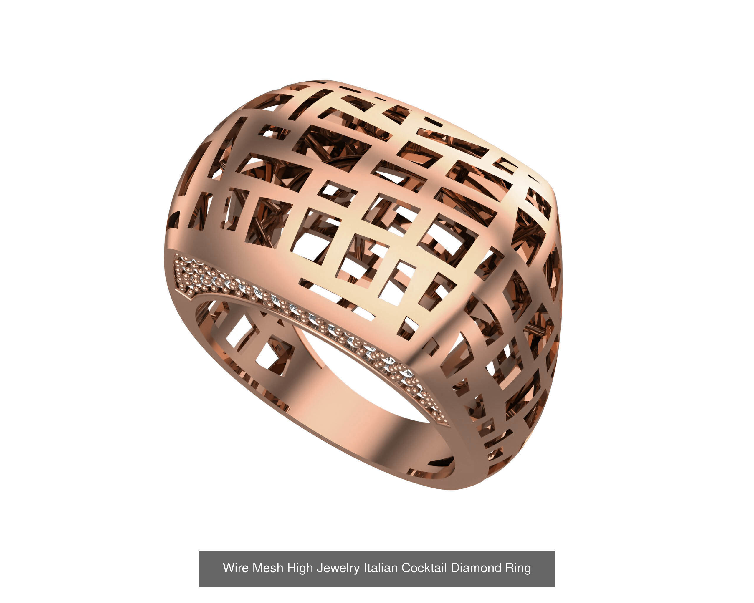93 High Jewelry Italian Cocktail Diamond Ring  3D Model Collection_20