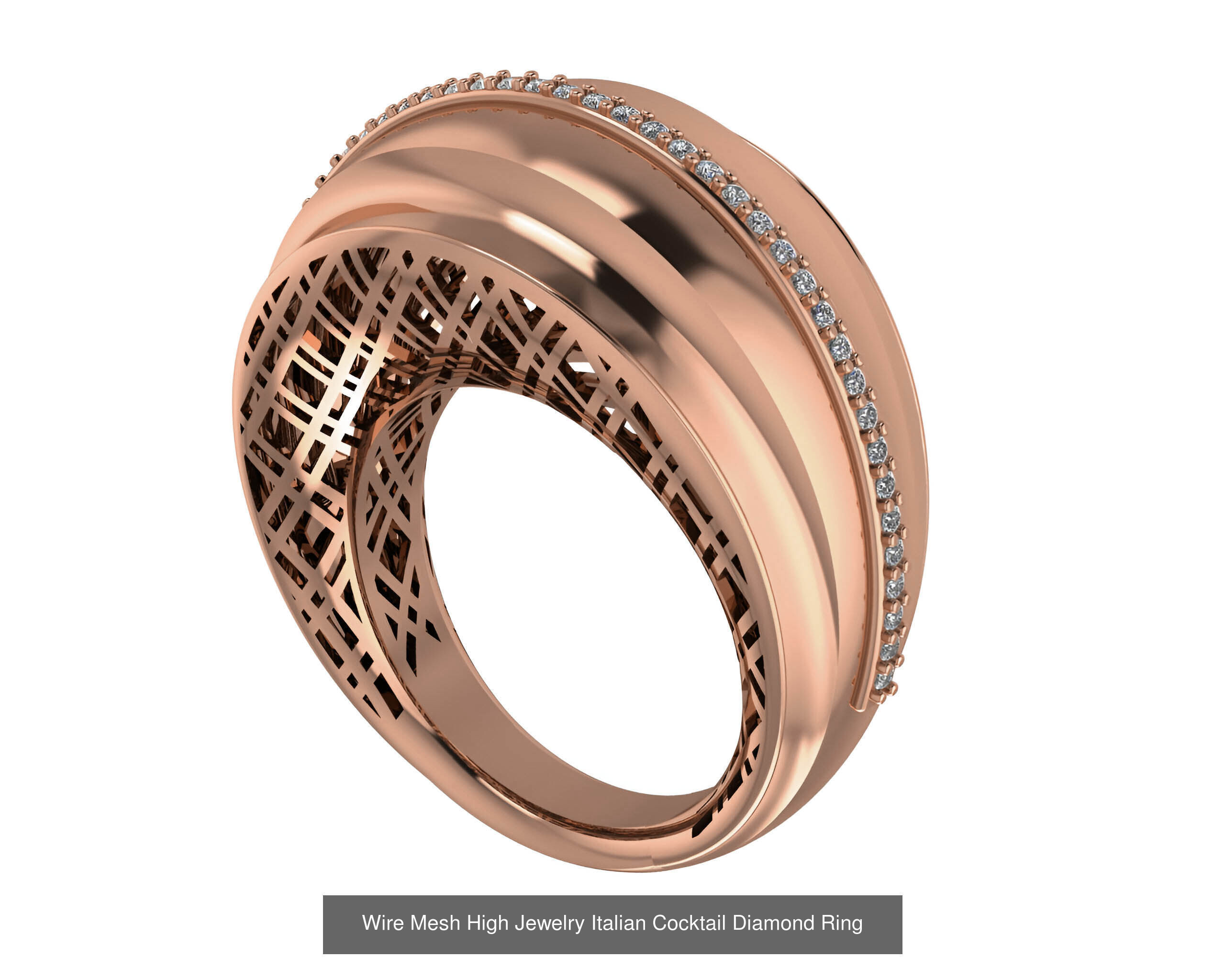 93 High Jewelry Italian Cocktail Diamond Ring  3D Model Collection_28