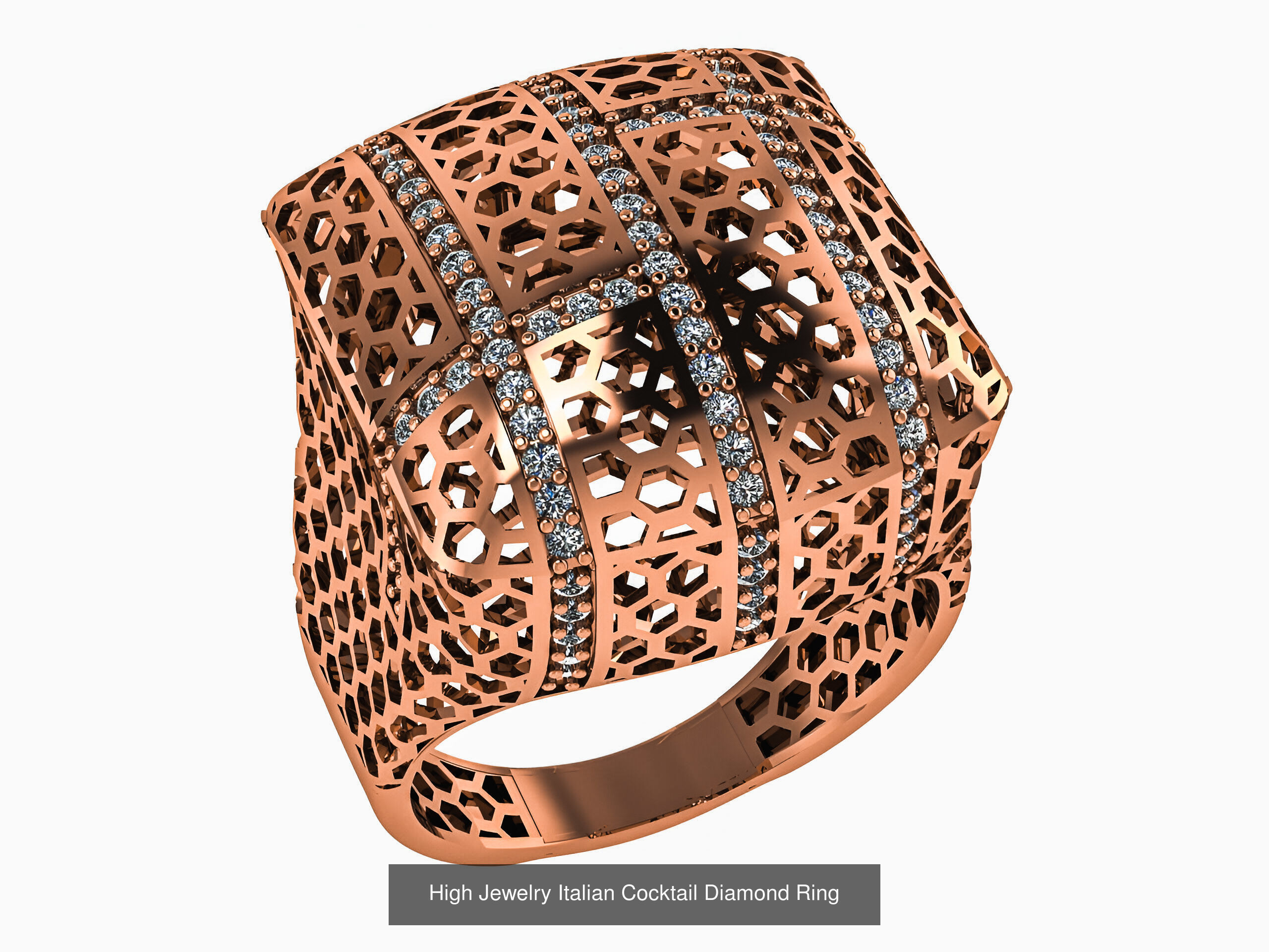 93 High Jewelry Italian Cocktail Diamond Ring  3D Model Collection_62