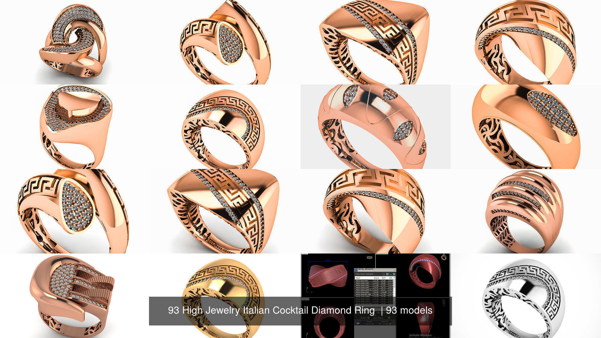 93 High Jewelry Italian Cocktail Diamond Ring  3D Model Collection_6