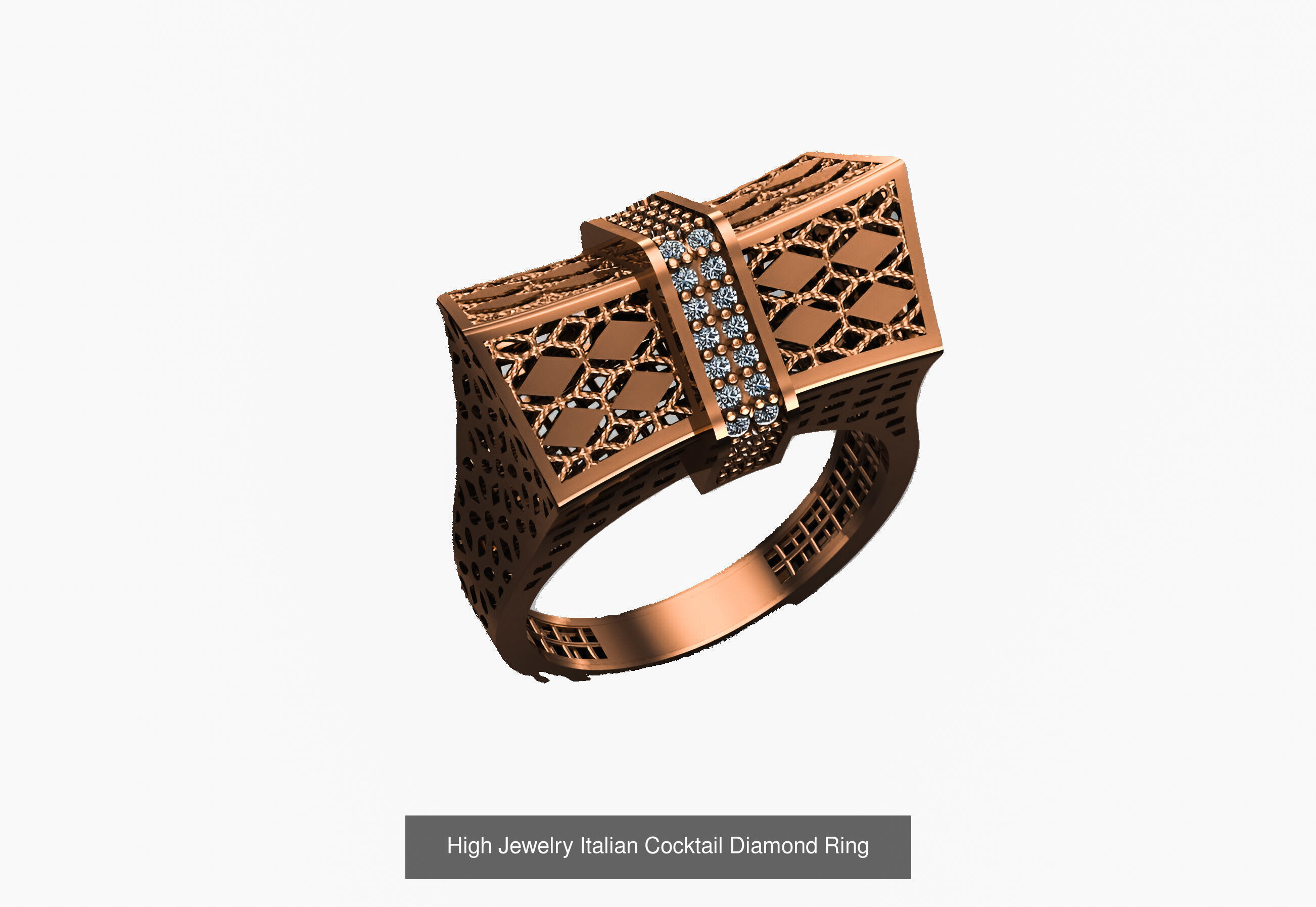 93 High Jewelry Italian Cocktail Diamond Ring  3D Model Collection_70