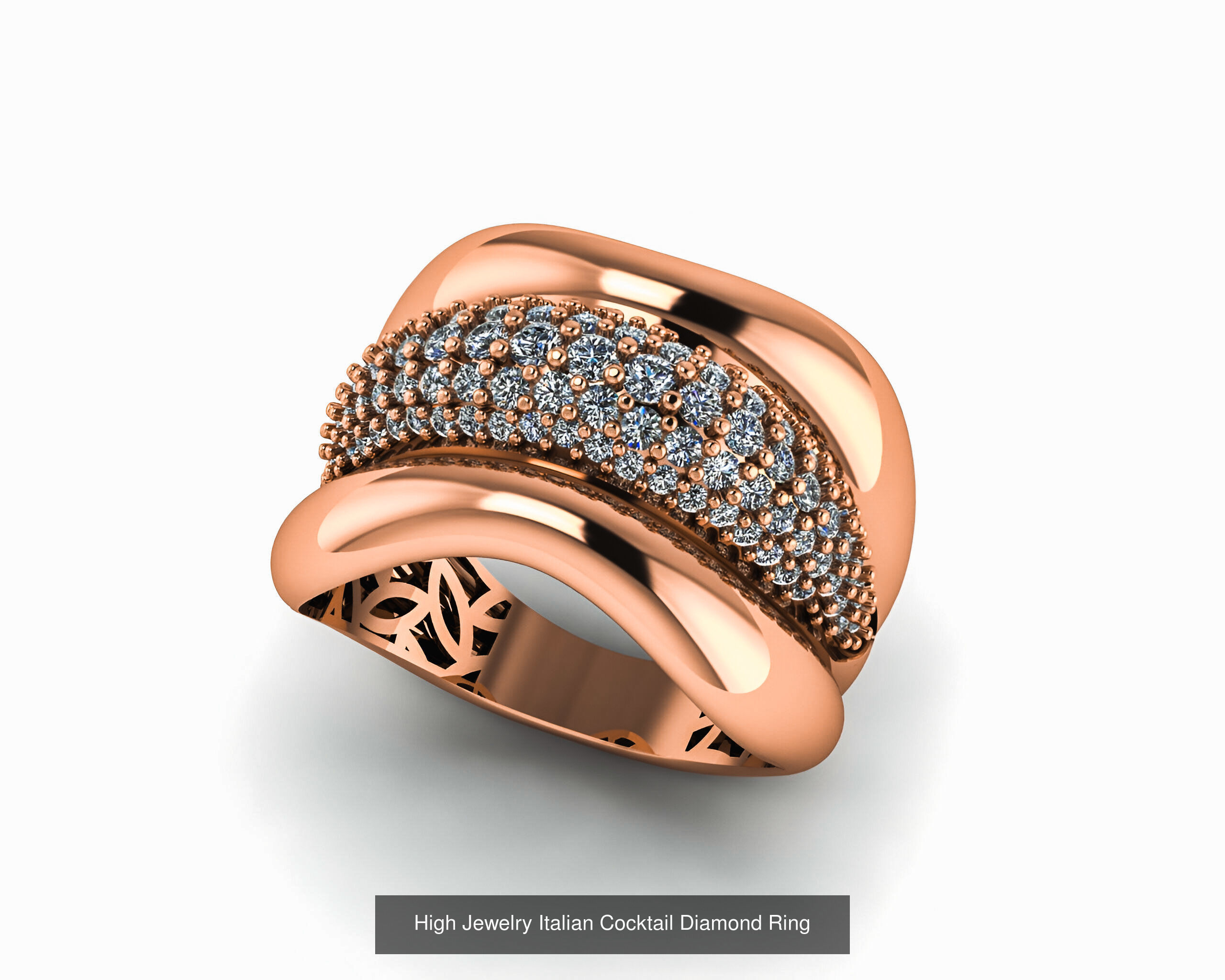 93 High Jewelry Italian Cocktail Diamond Ring  3D Model Collection_83