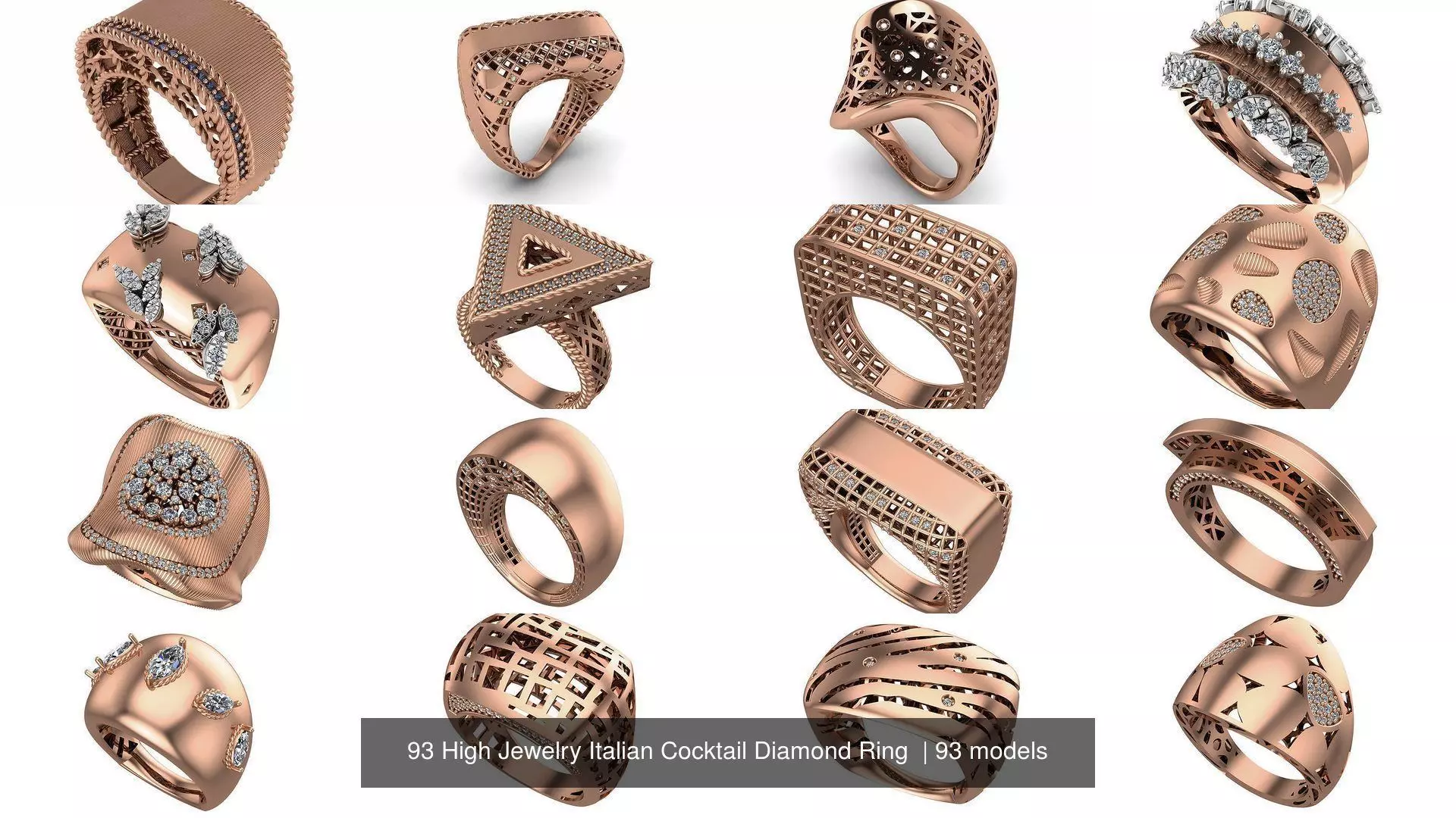 93 High Jewelry Italian Cocktail Diamond Ring  3D Model Collection_0
