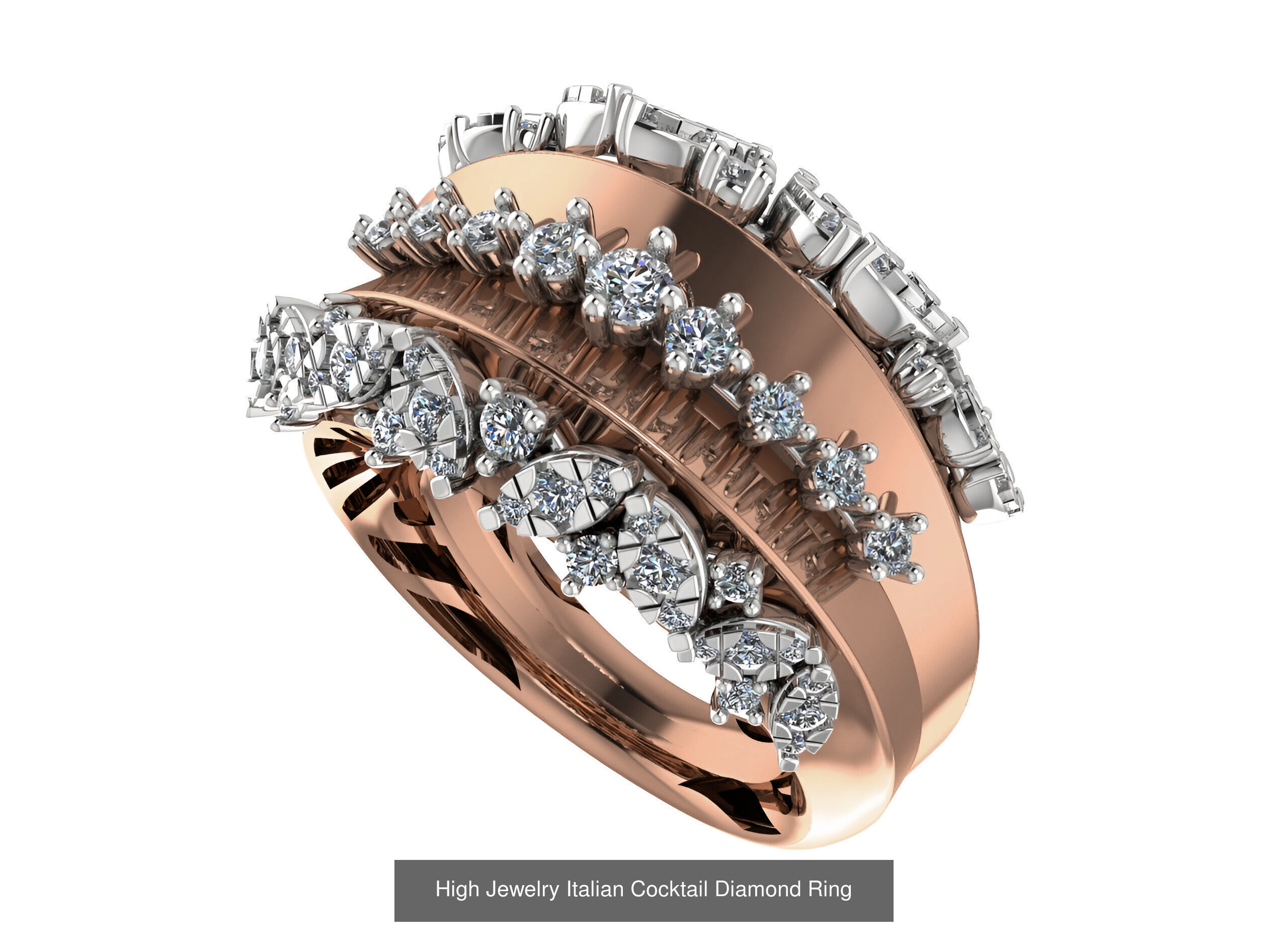 93 High Jewelry Italian Cocktail Diamond Ring  3D Model Collection_12
