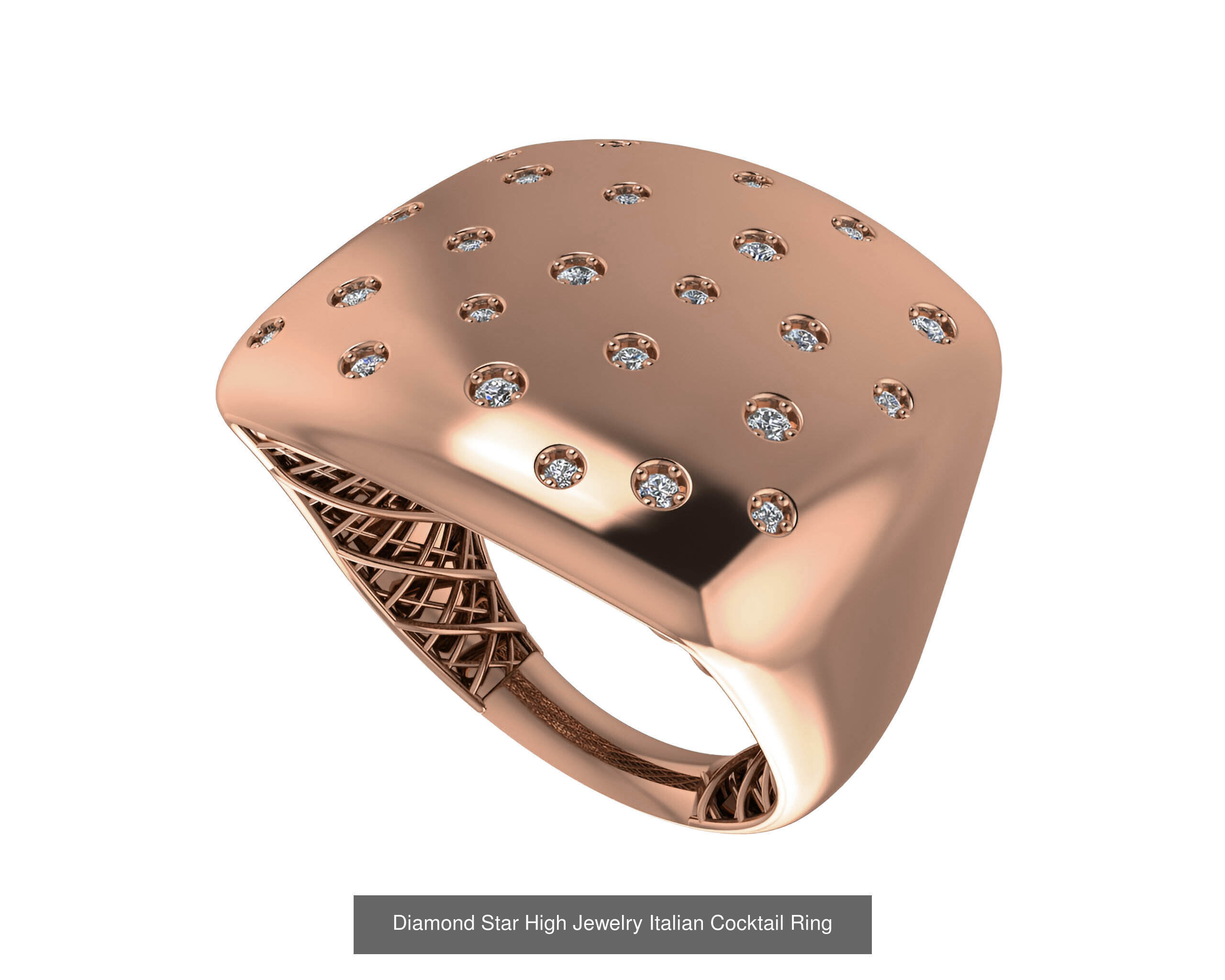 93 High Jewelry Italian Cocktail Diamond Ring  3D Model Collection_55