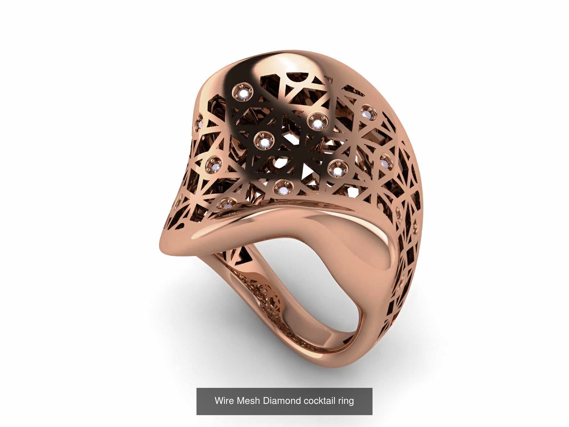 93 High Jewelry Italian Cocktail Diamond Ring  3D Model Collection_11