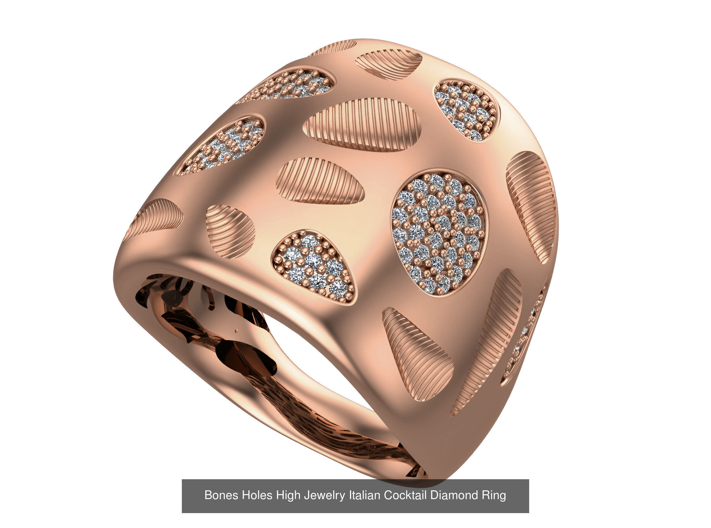 93 High Jewelry Italian Cocktail Diamond Ring  3D Model Collection_8
