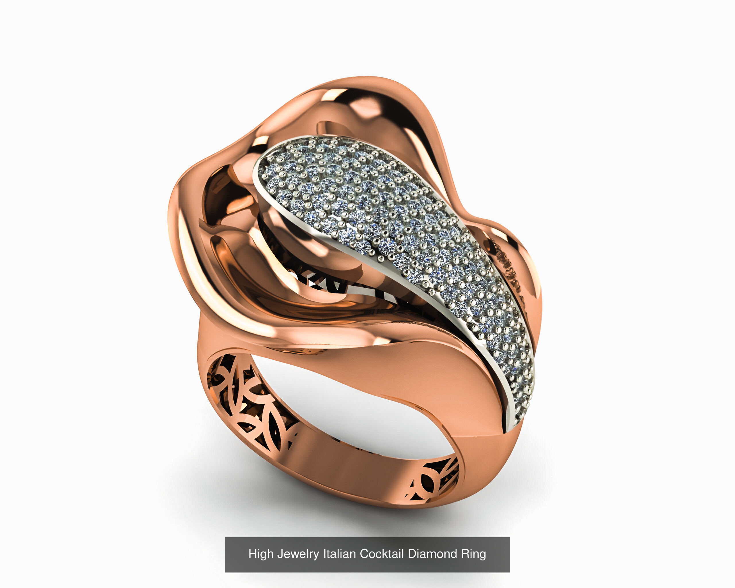 93 High Jewelry Italian Cocktail Diamond Ring  3D Model Collection_78